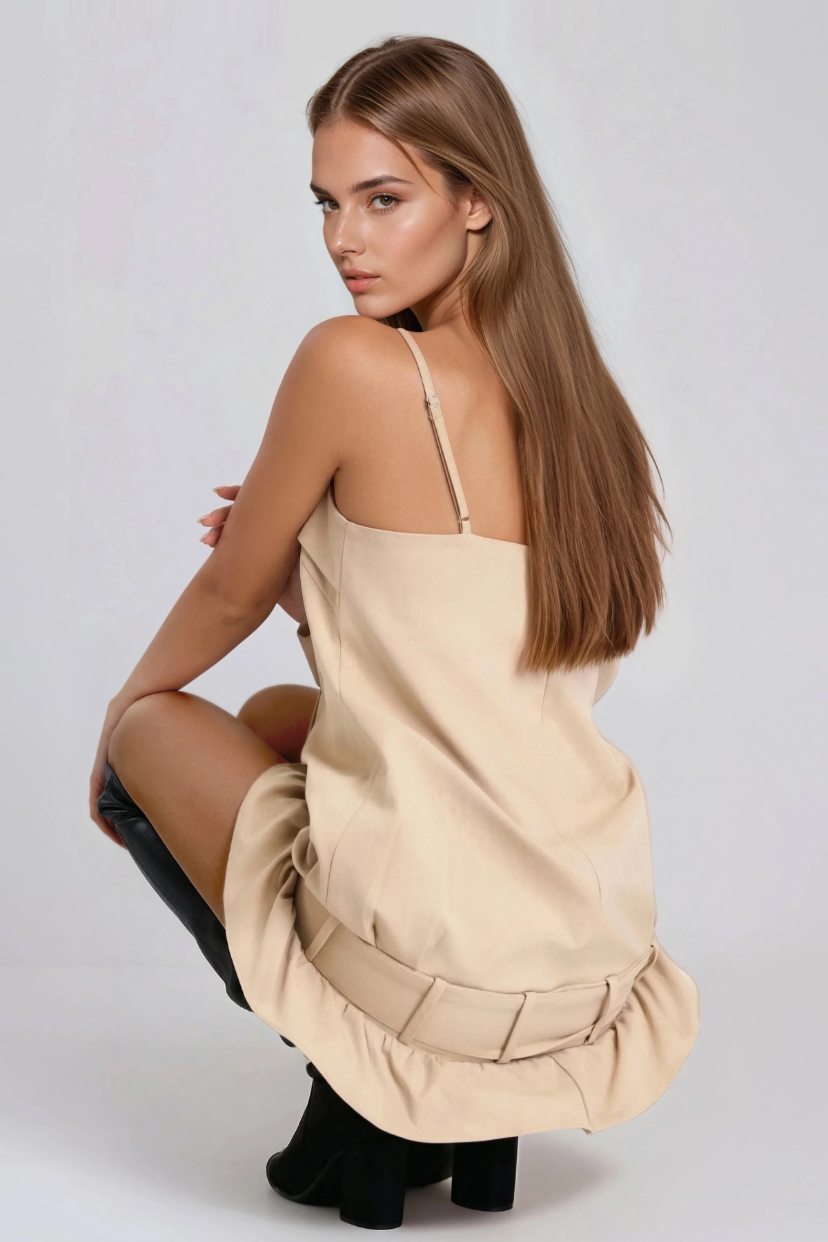 Fastulfr Spaghetti Bow Double Breasted Mini Dress