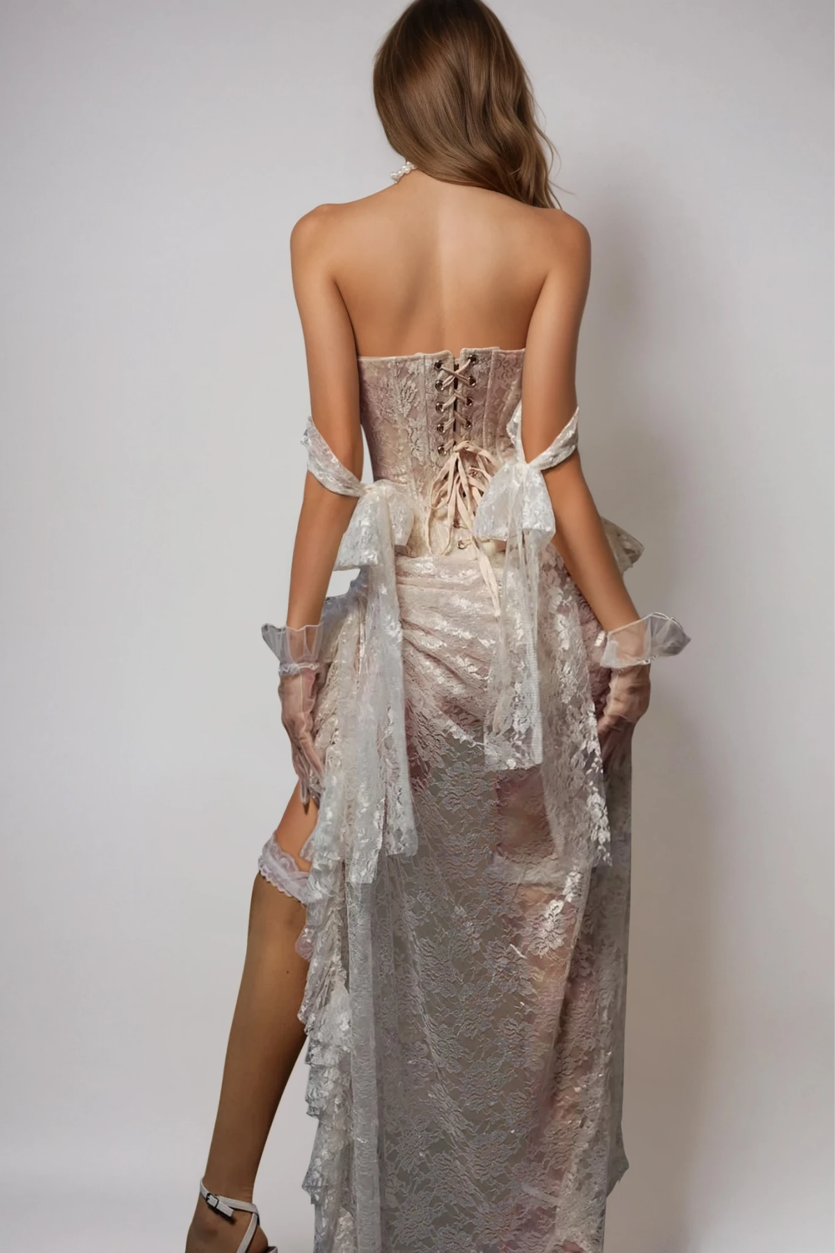 Fatmir Corset Pearl Lace Skirt Set