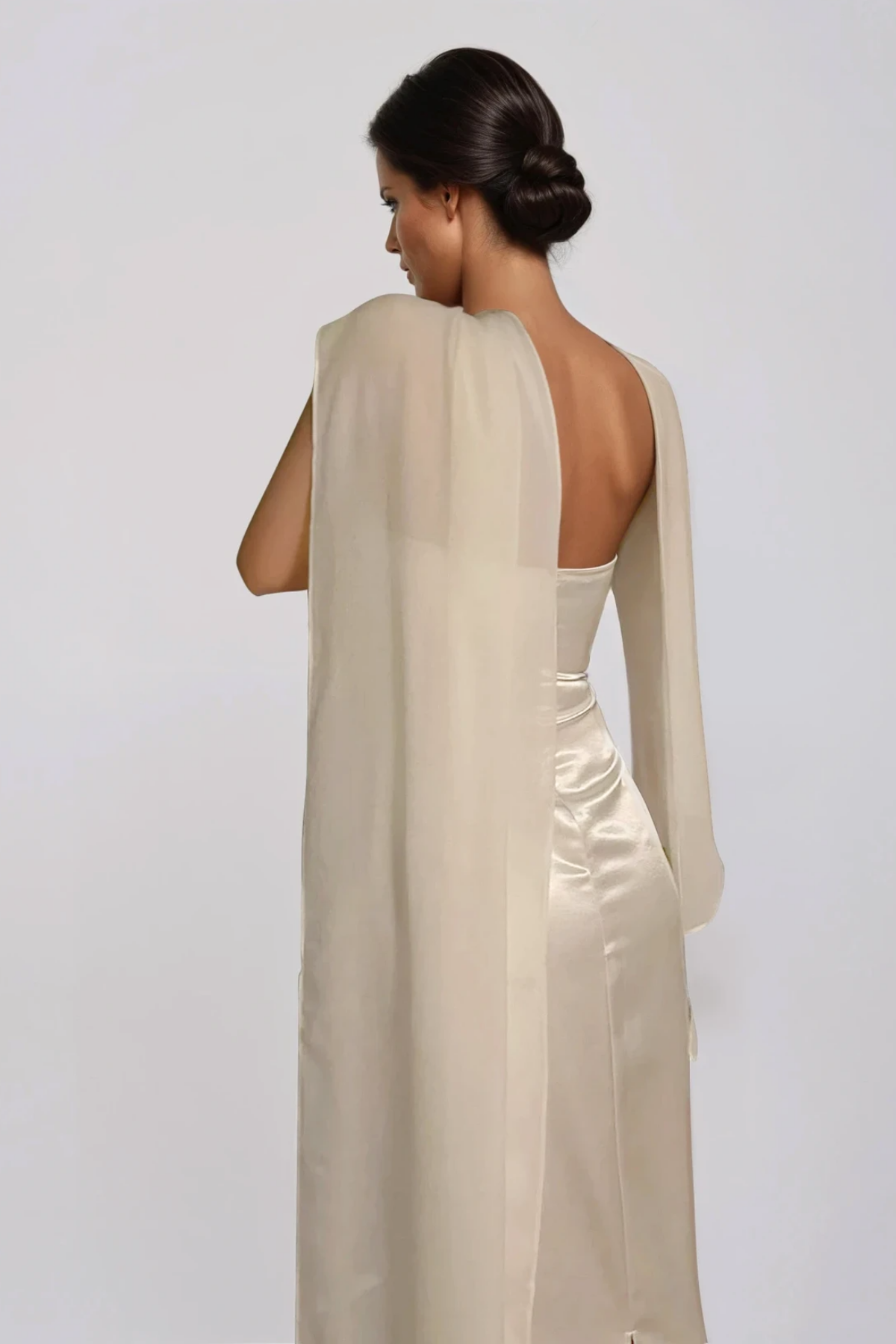 Fatos Flower Satin Scarf Maxi Dress