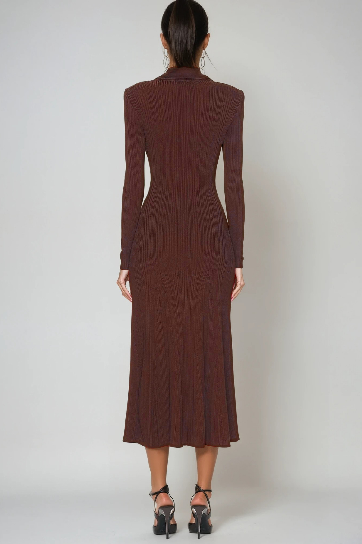 Faustin V Neck Button Knit Midi Dress