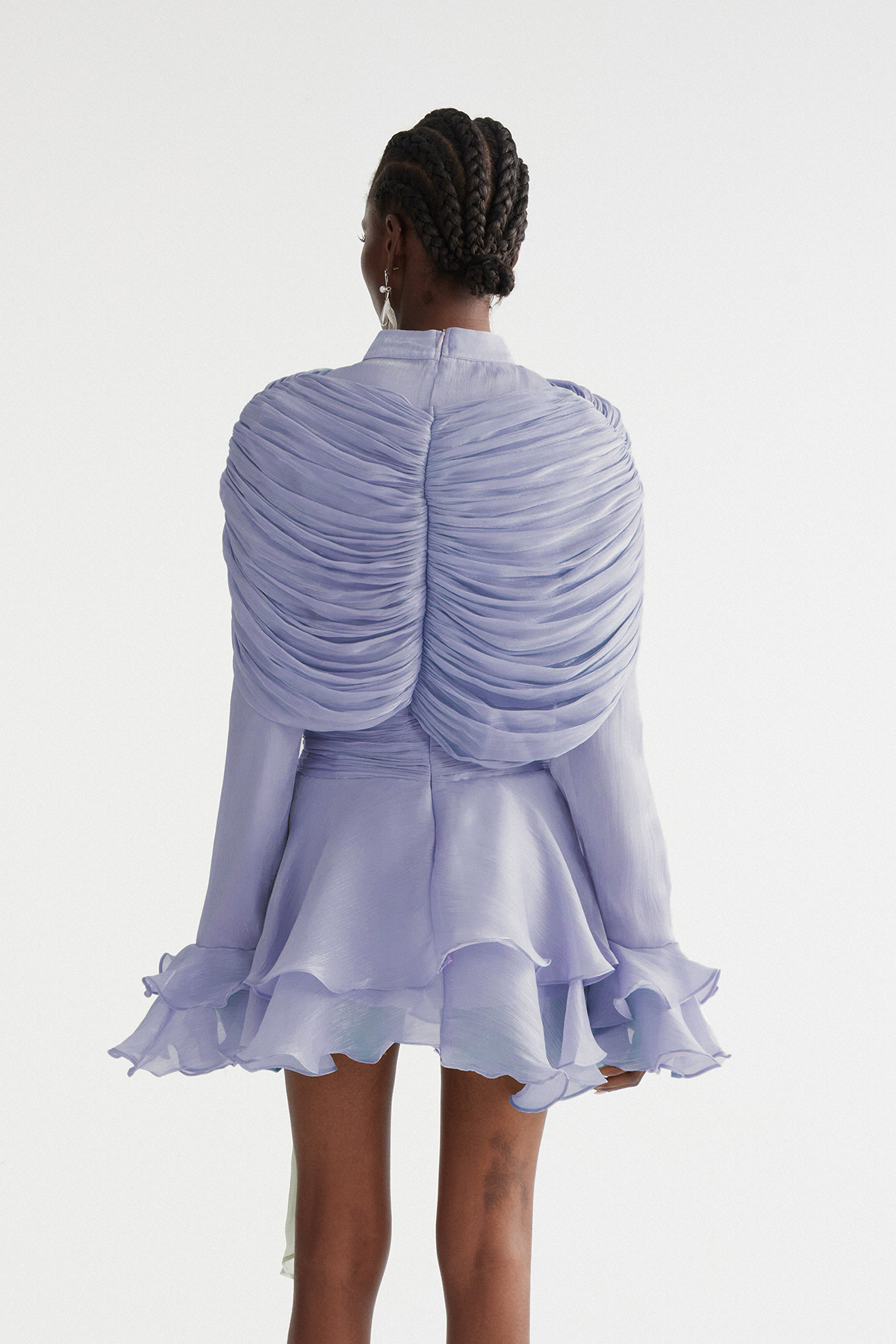 Faustus Draped Shawl Mini Dress In Purple
