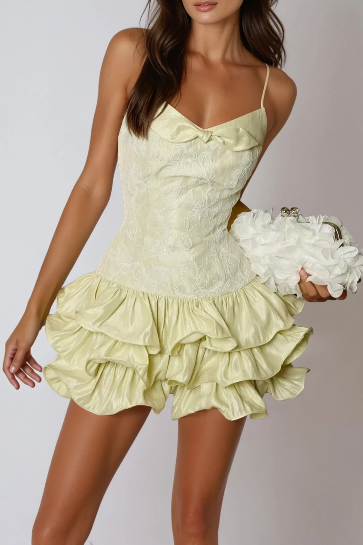 Fawziya Spaghetti Floral Ruffle Mini Dress