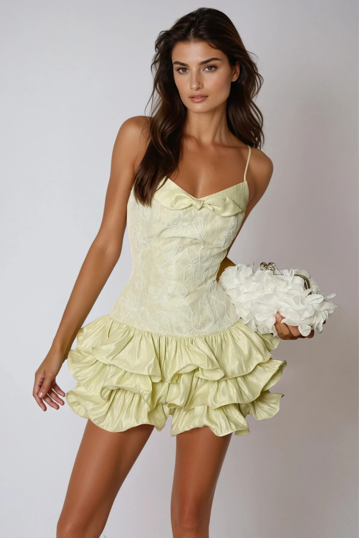 Fawziya Spaghetti Floral Ruffle Mini Dress