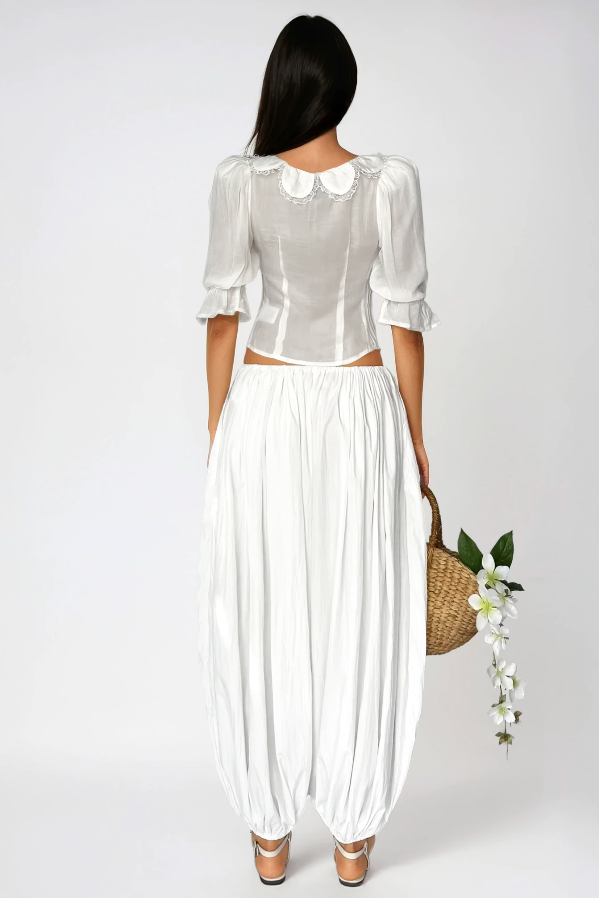 Fayiz Tie Up Lace Pants Set