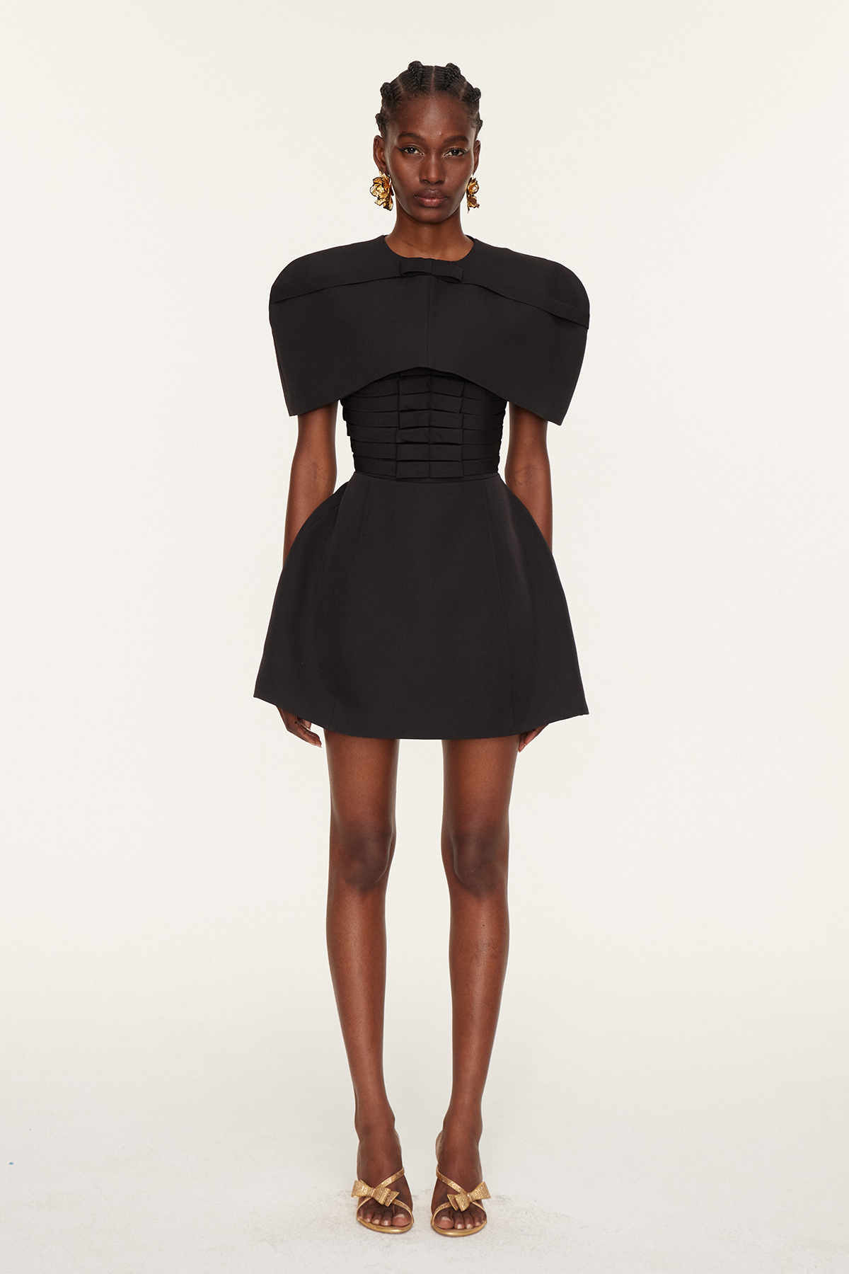 Fazl Ruch Bow Shawl Mini Dress In Black