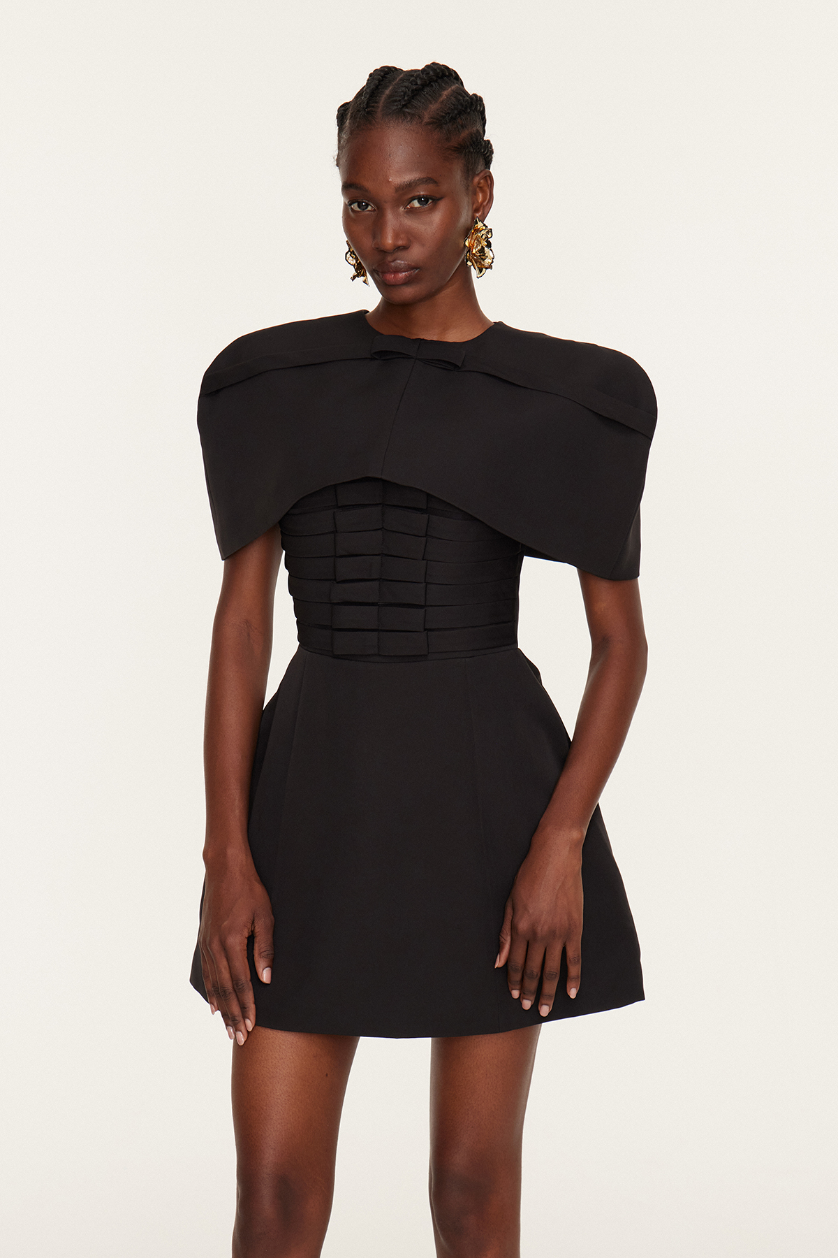 Fazl Ruch Bow Shawl Mini Dress In Black