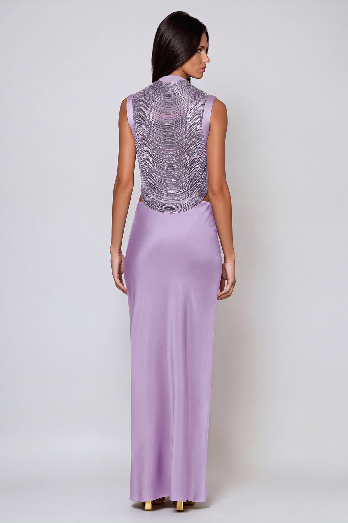 Fedde Fringe Satin Skirt Set In Pink