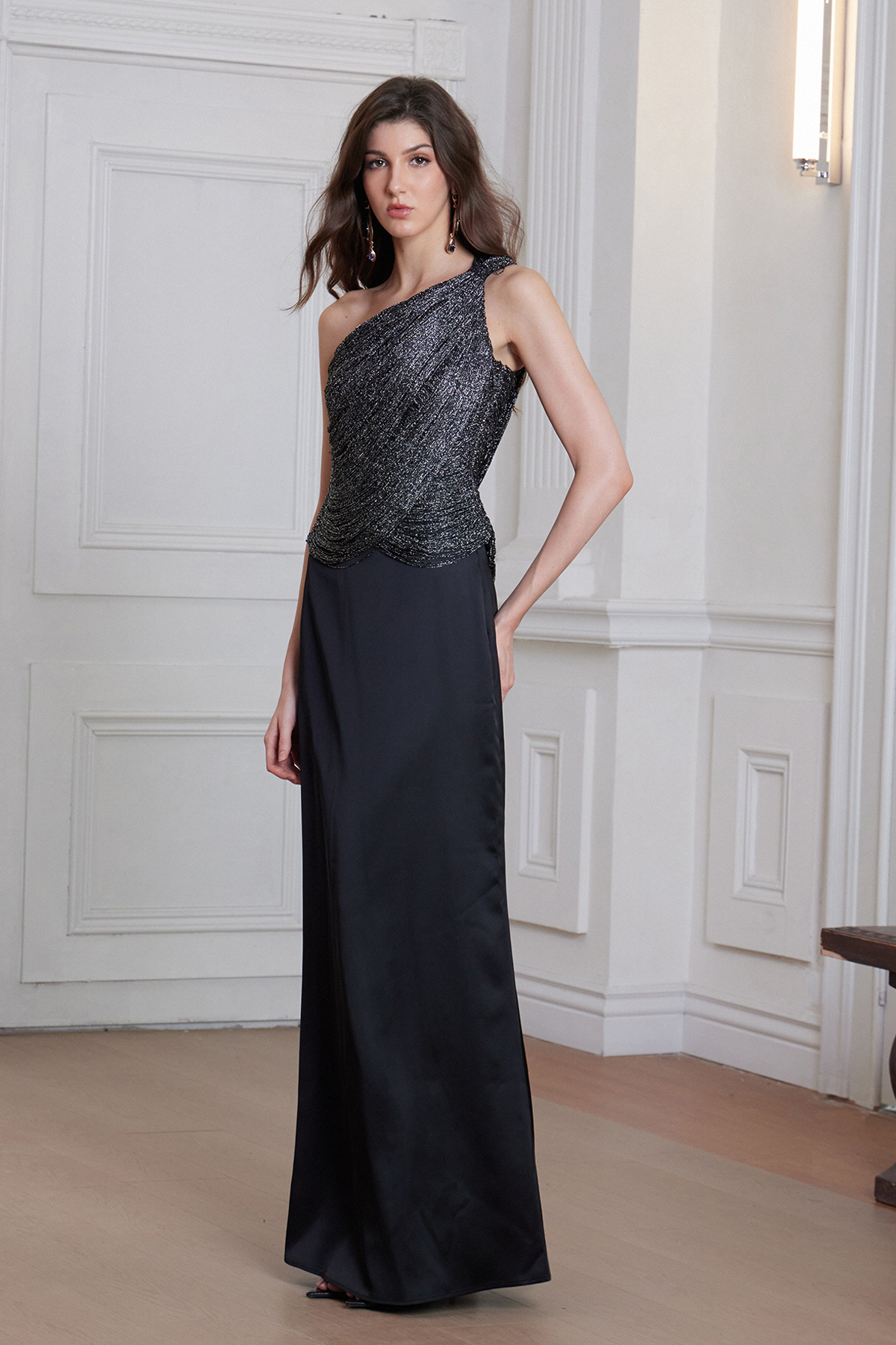 Fedde One Shoulder Fringe Maxi Dress