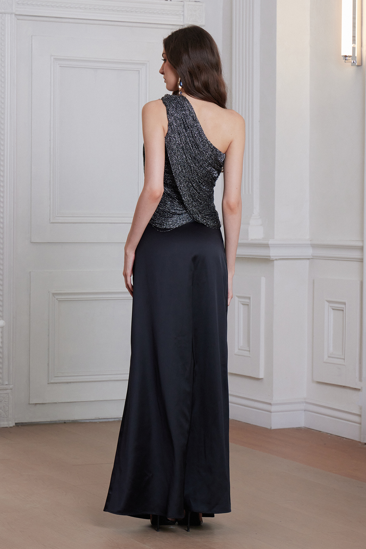 Fedde One Shoulder Fringe Maxi Dress