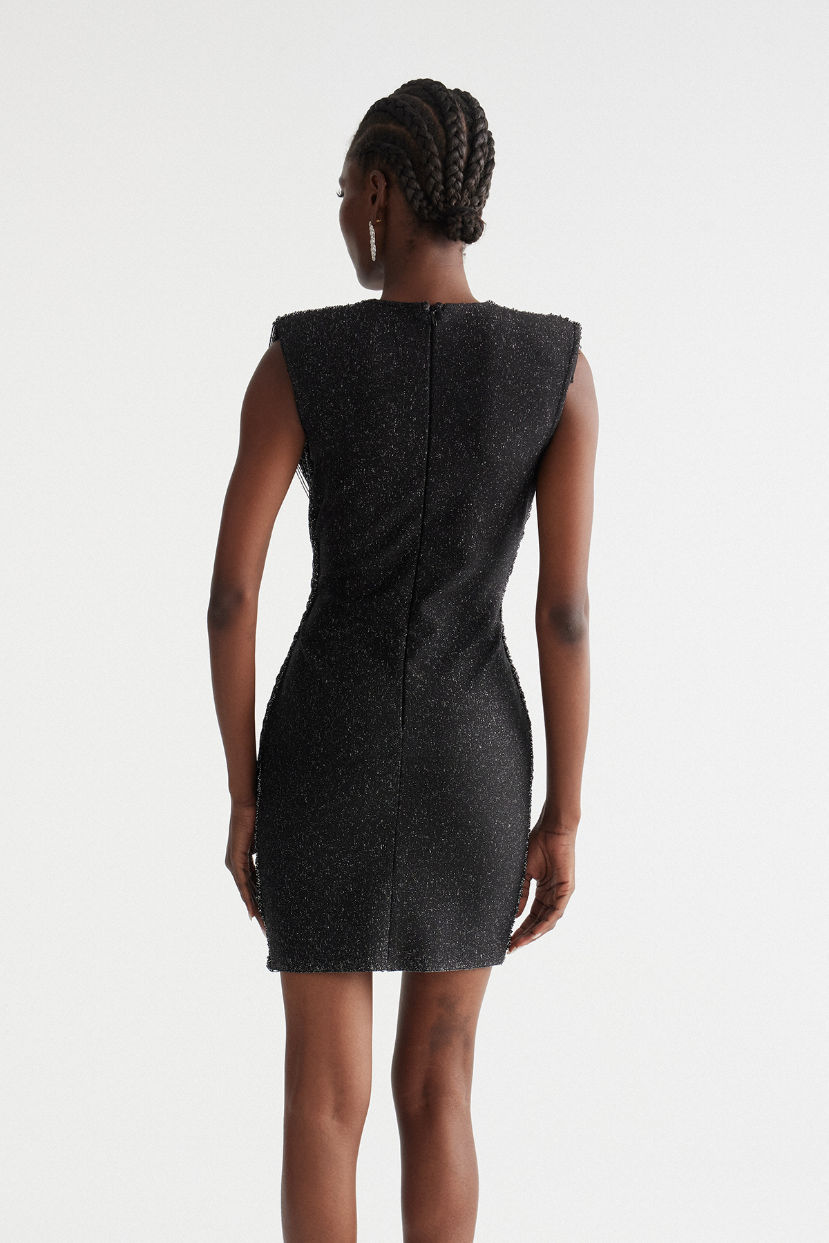 Fedde Plunge Fringe Mini Dress