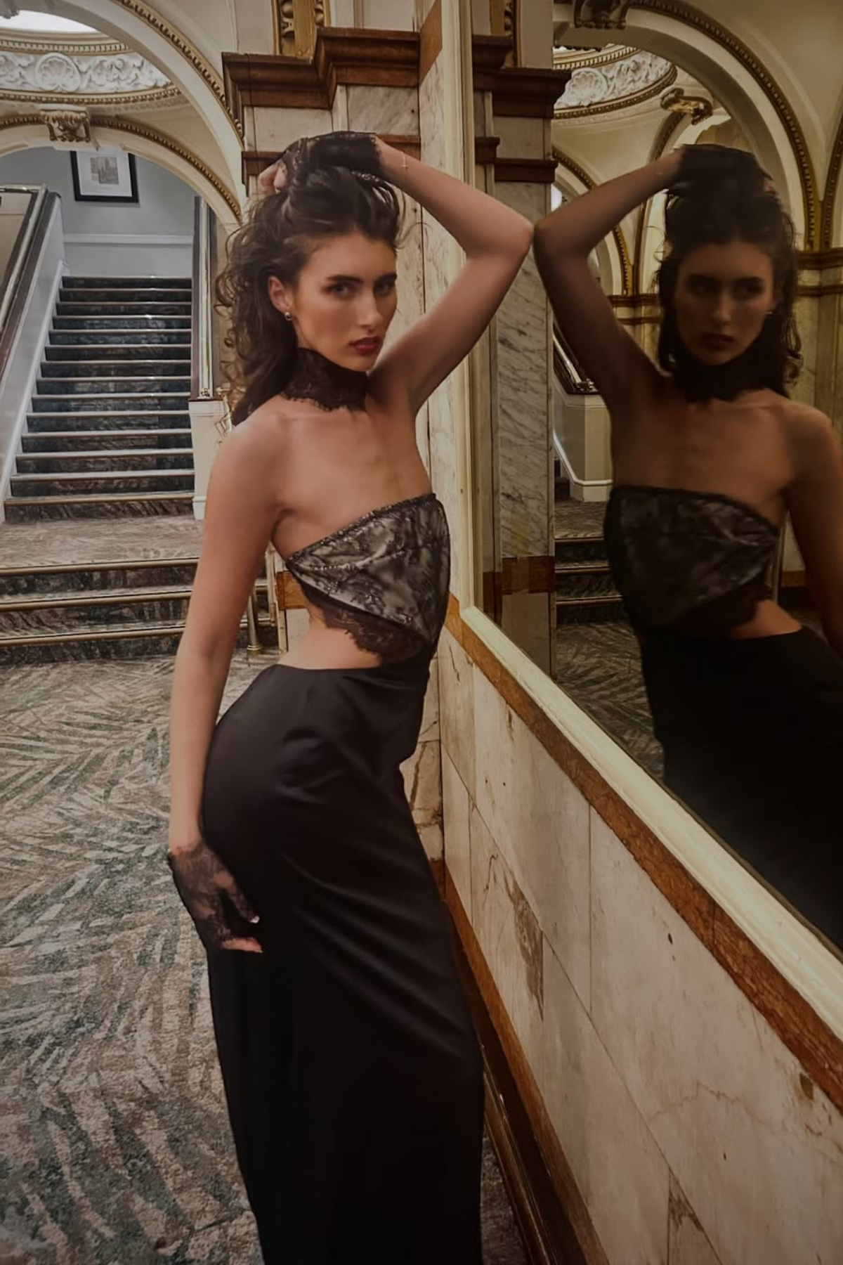 Federica Strapless Deconstruct Lace Maxi Dress