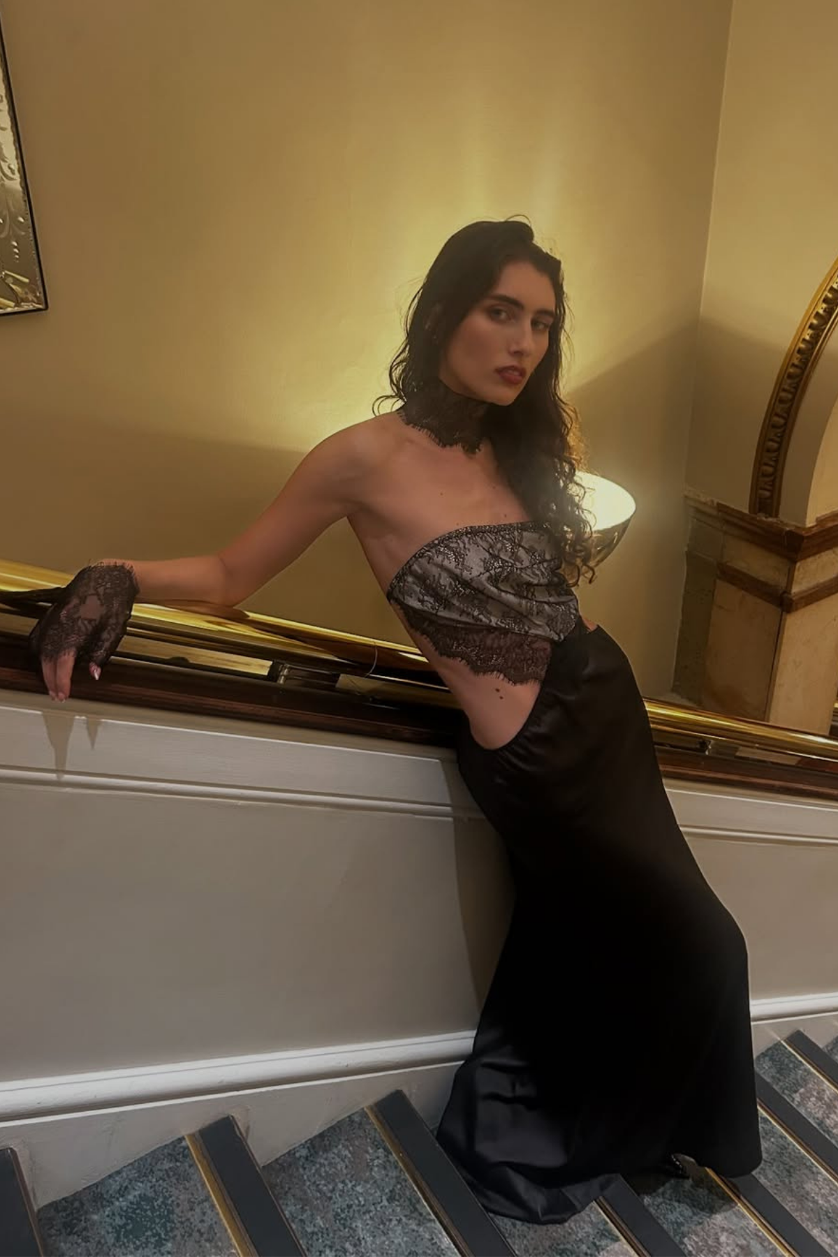 Federica Strapless Deconstruct Lace Maxi Dress