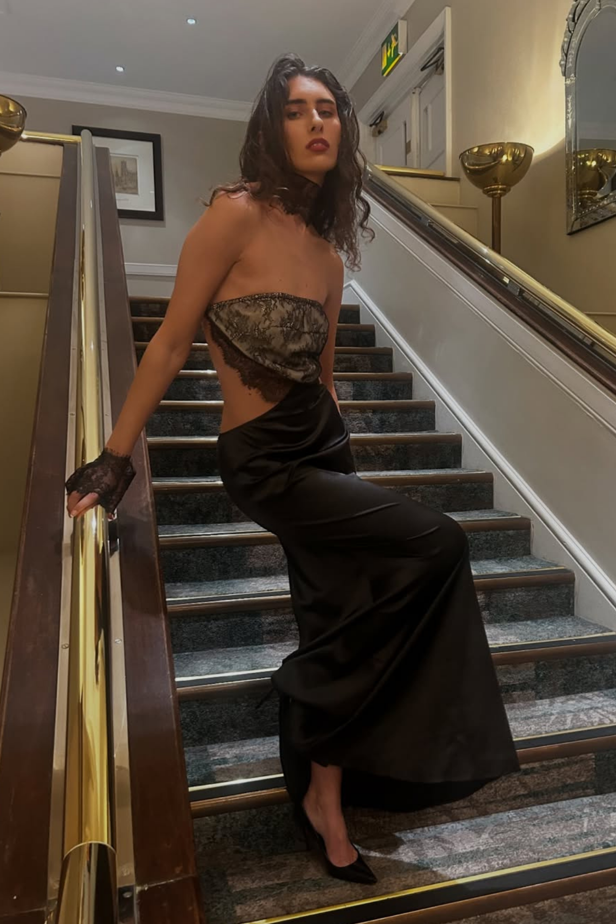 Federica Strapless Deconstruct Lace Maxi Dress