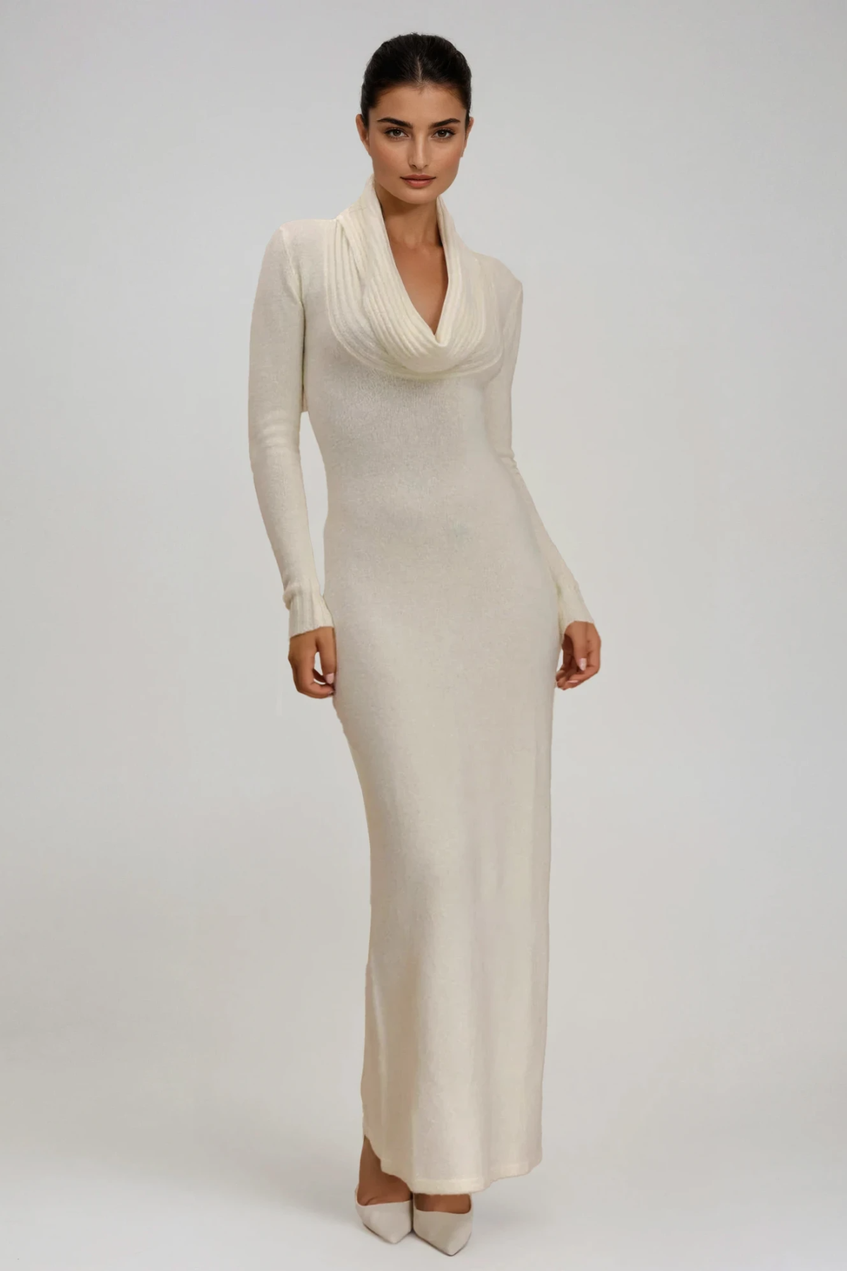 Fedya Cowl Neck High Split Maxi Dress