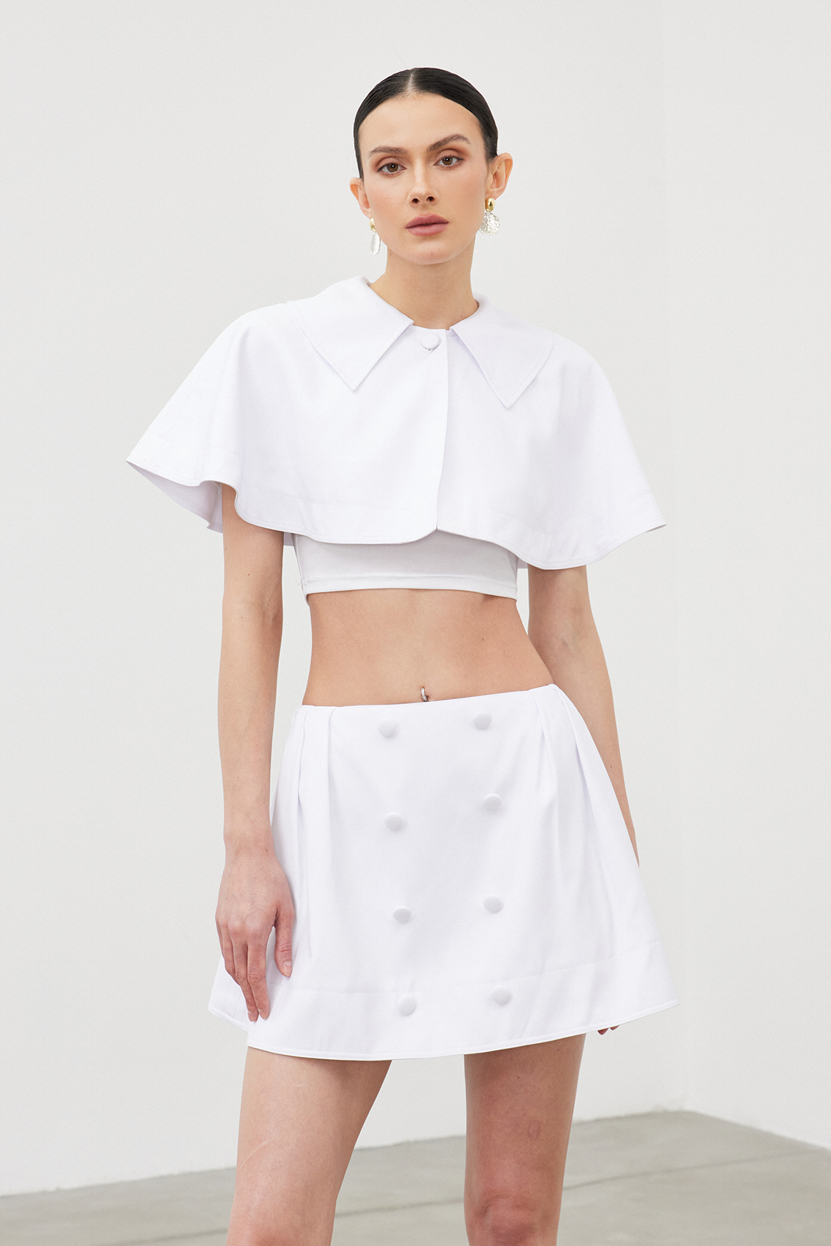 Fehim Crop Shawl Skirt Set