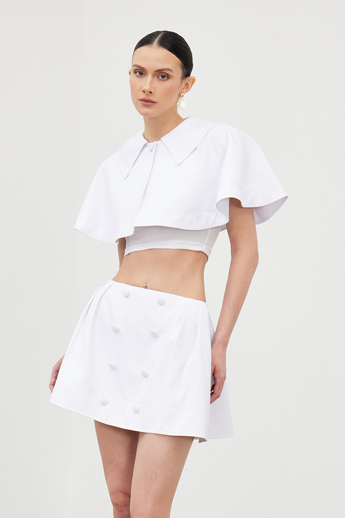 Fehim Crop Shawl Skirt Set