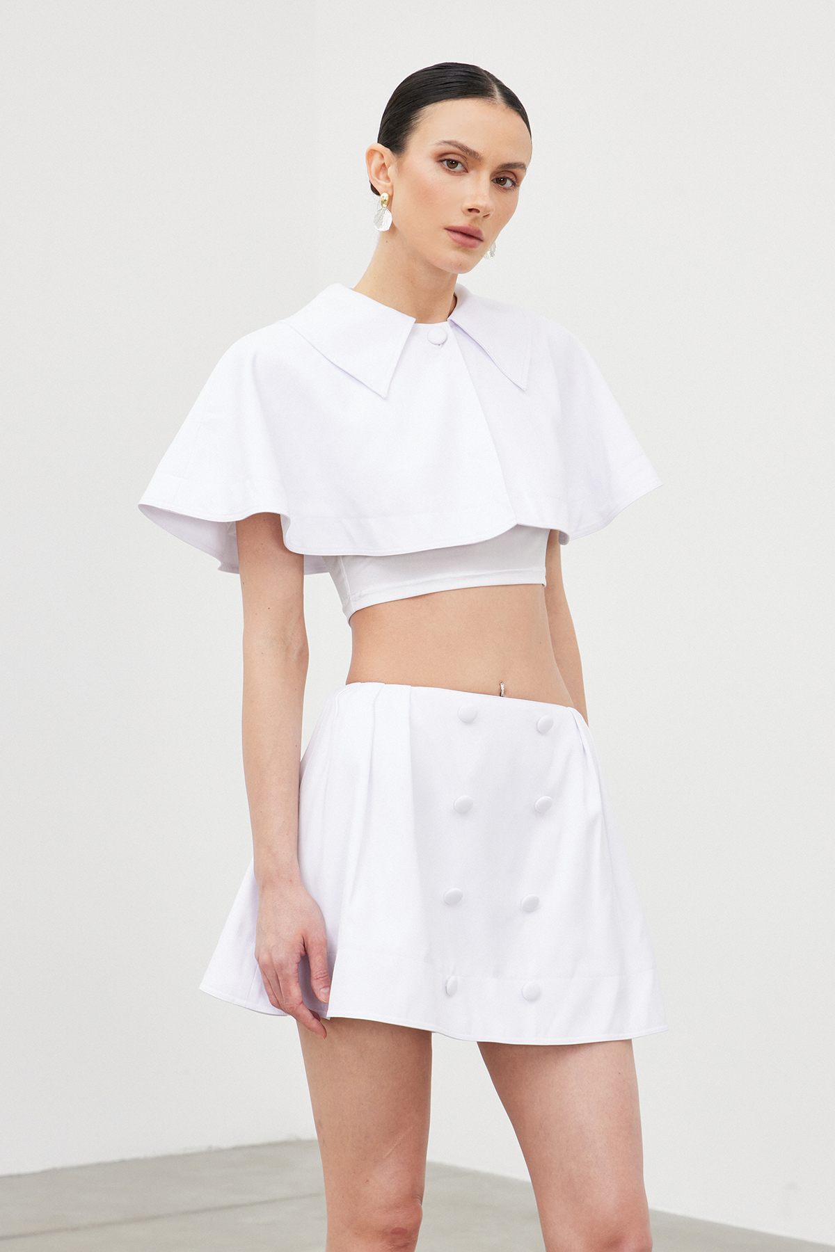 Fehim Crop Shawl Skirt Set