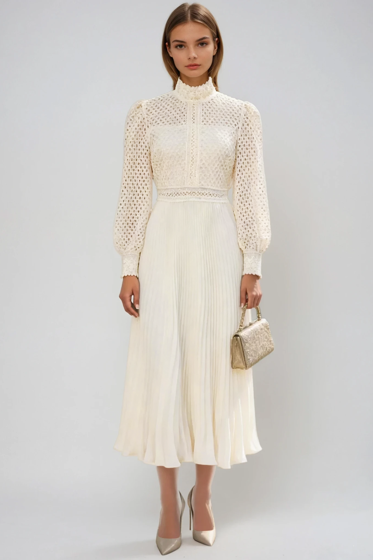 Feige Cutout Pleated Midi Dress