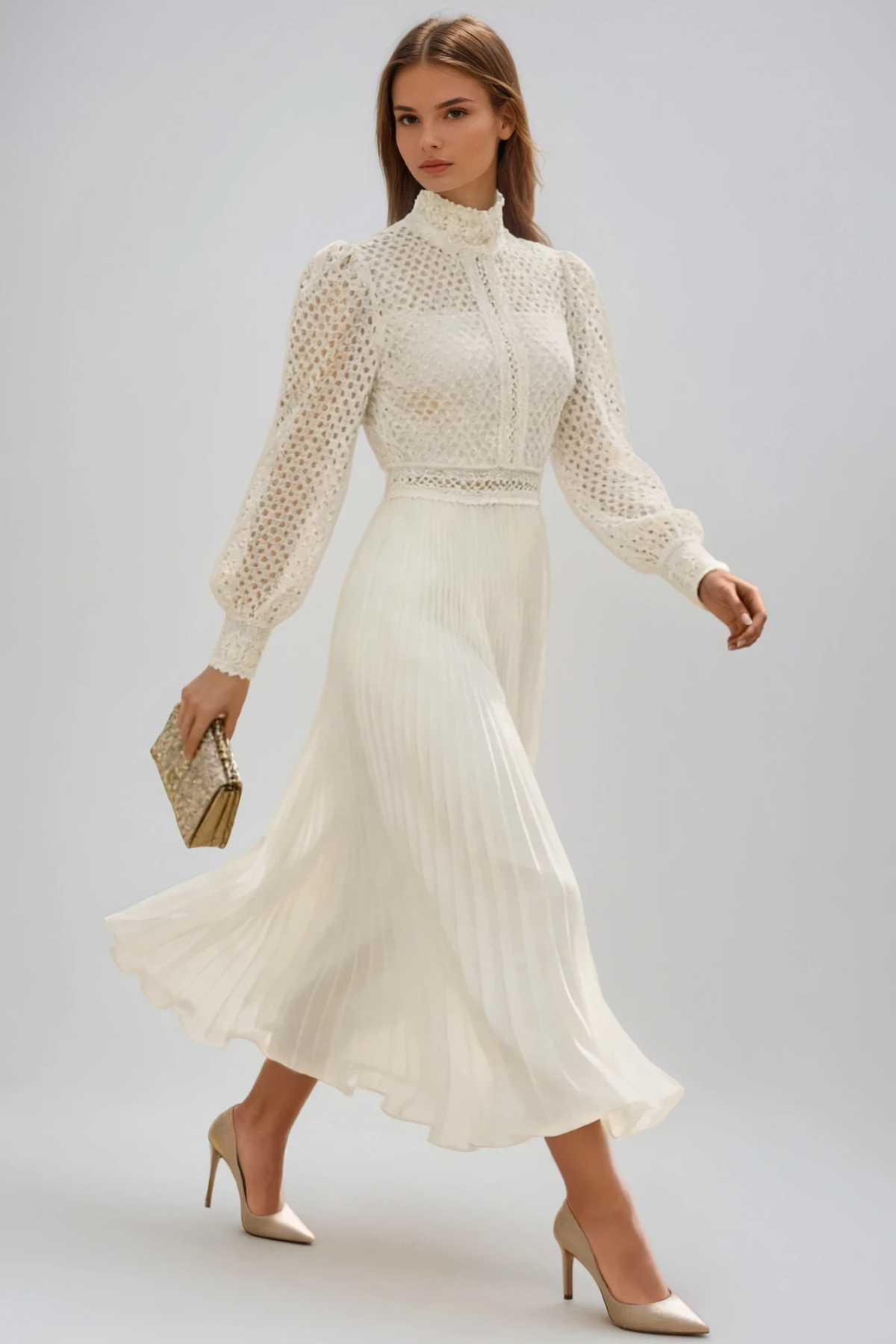 Feige Cutout Pleated Midi Dress