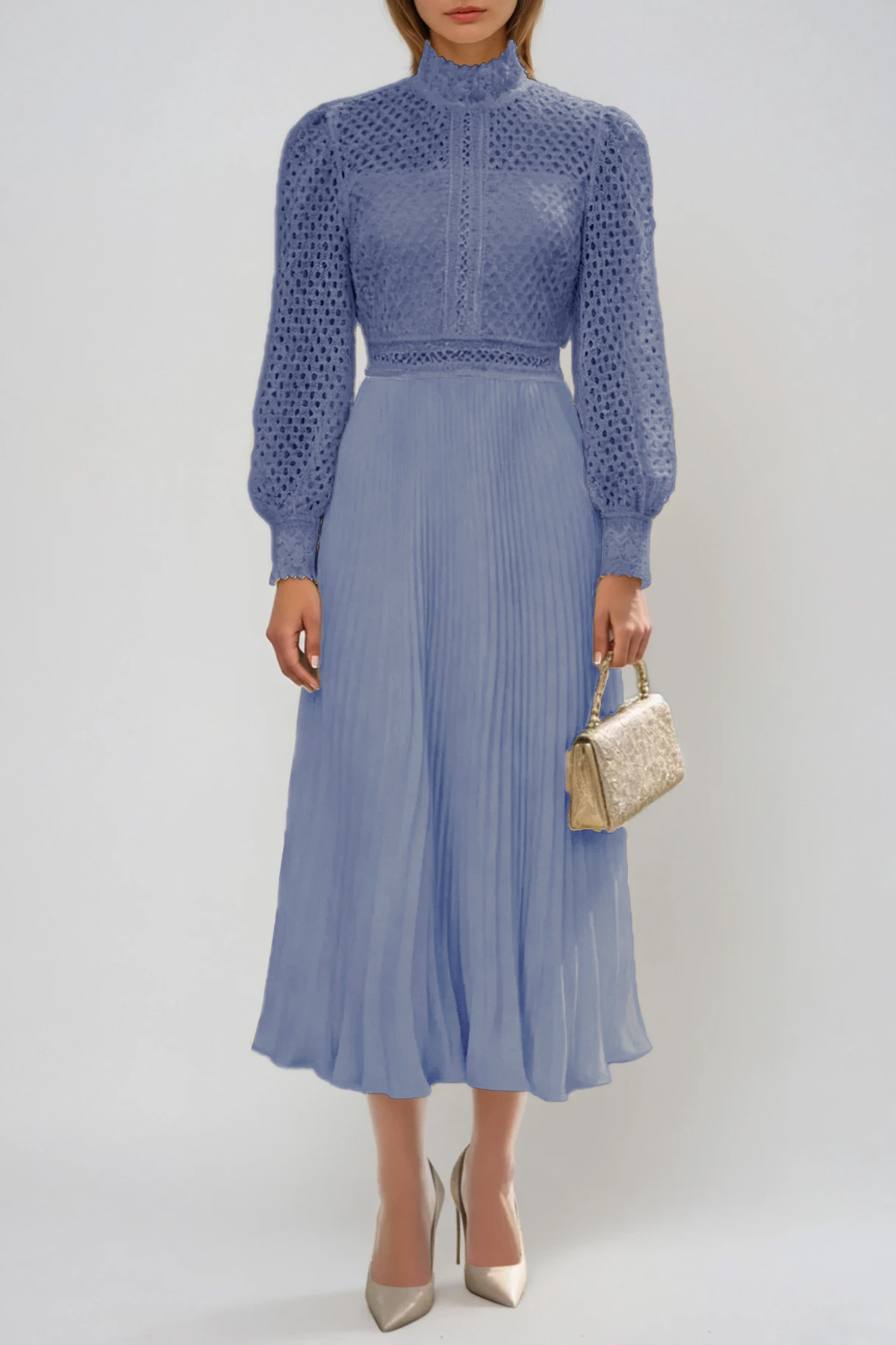 Feige Cutout Pleated Midi Dress In Blue