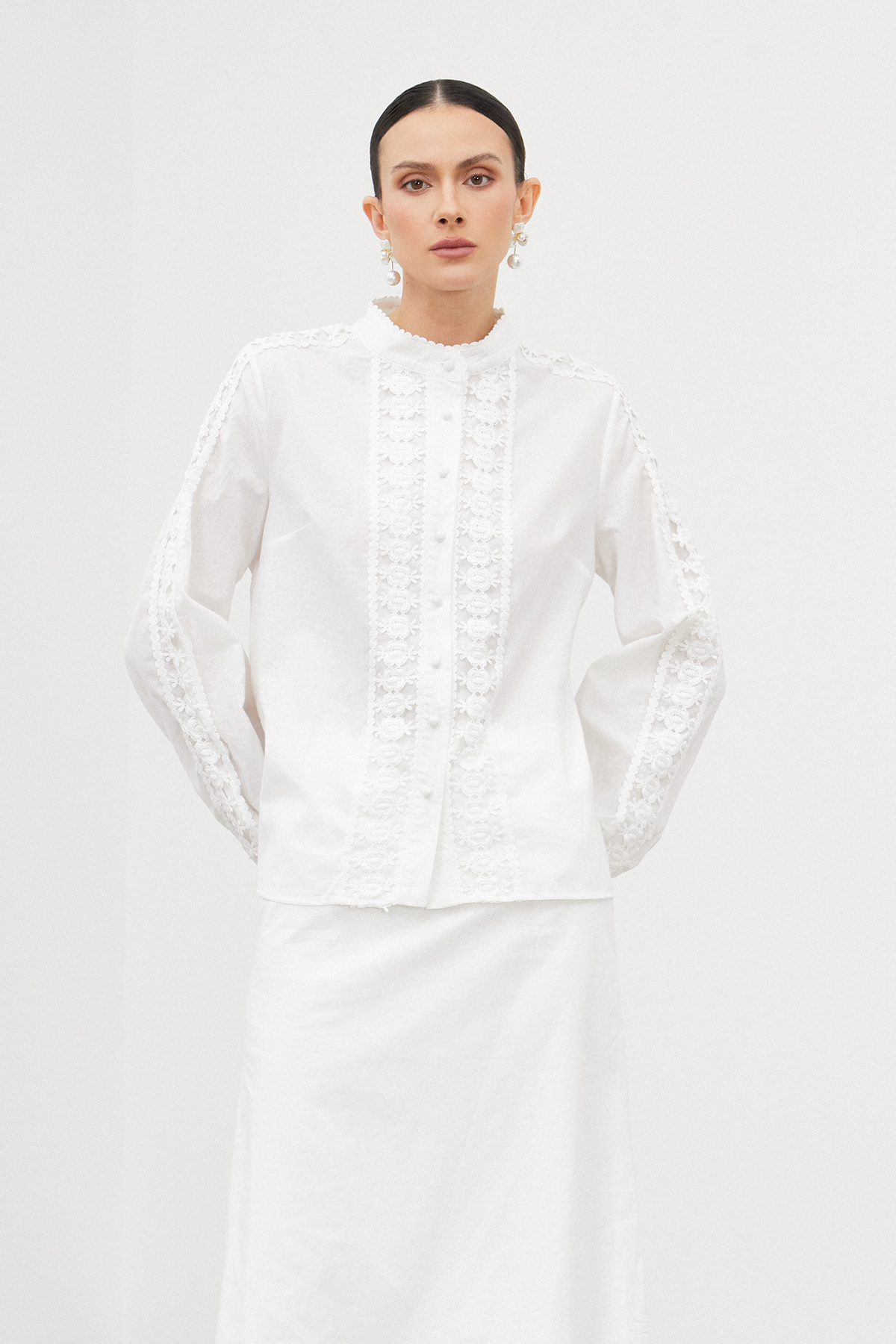 Feige Lace Ruch Fringe Skirt Set