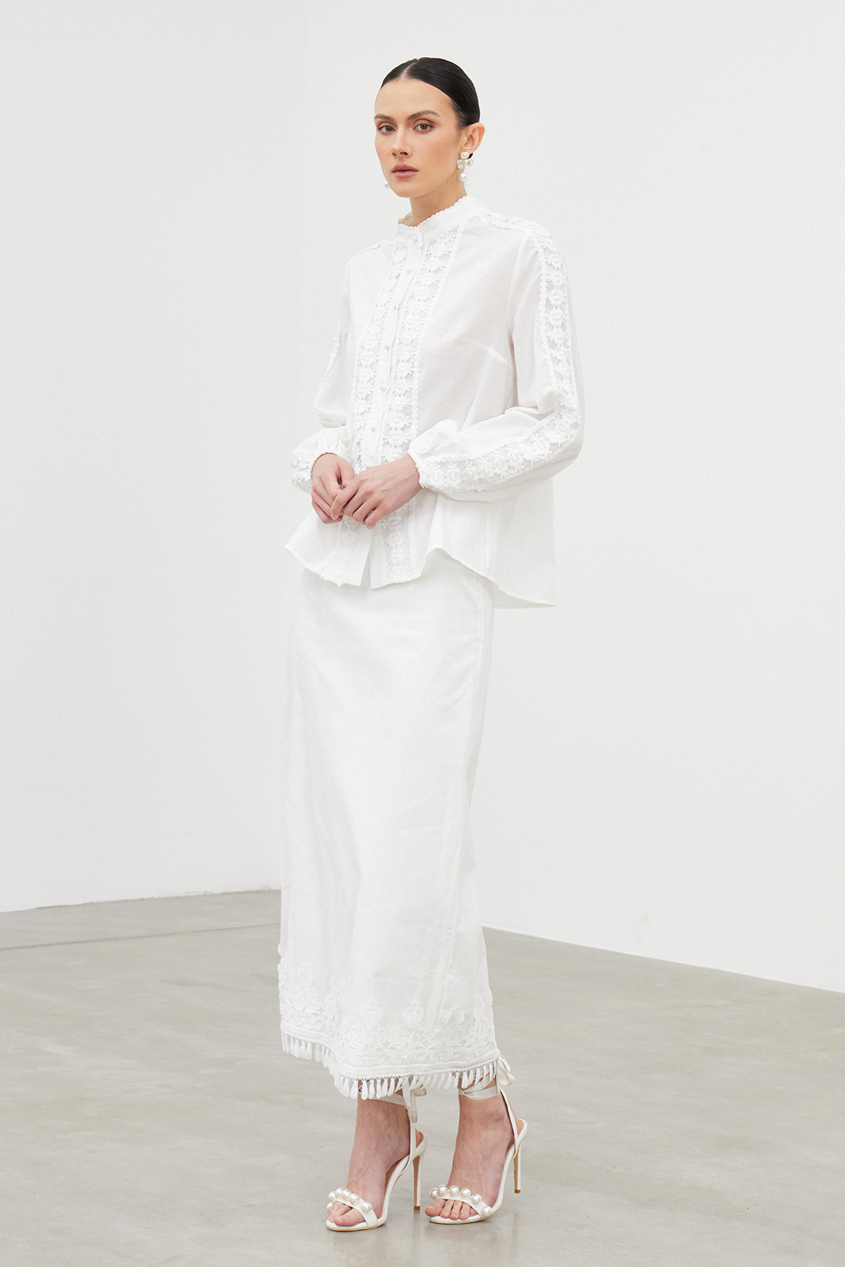 Feige Lace Ruch Fringe Skirt Set