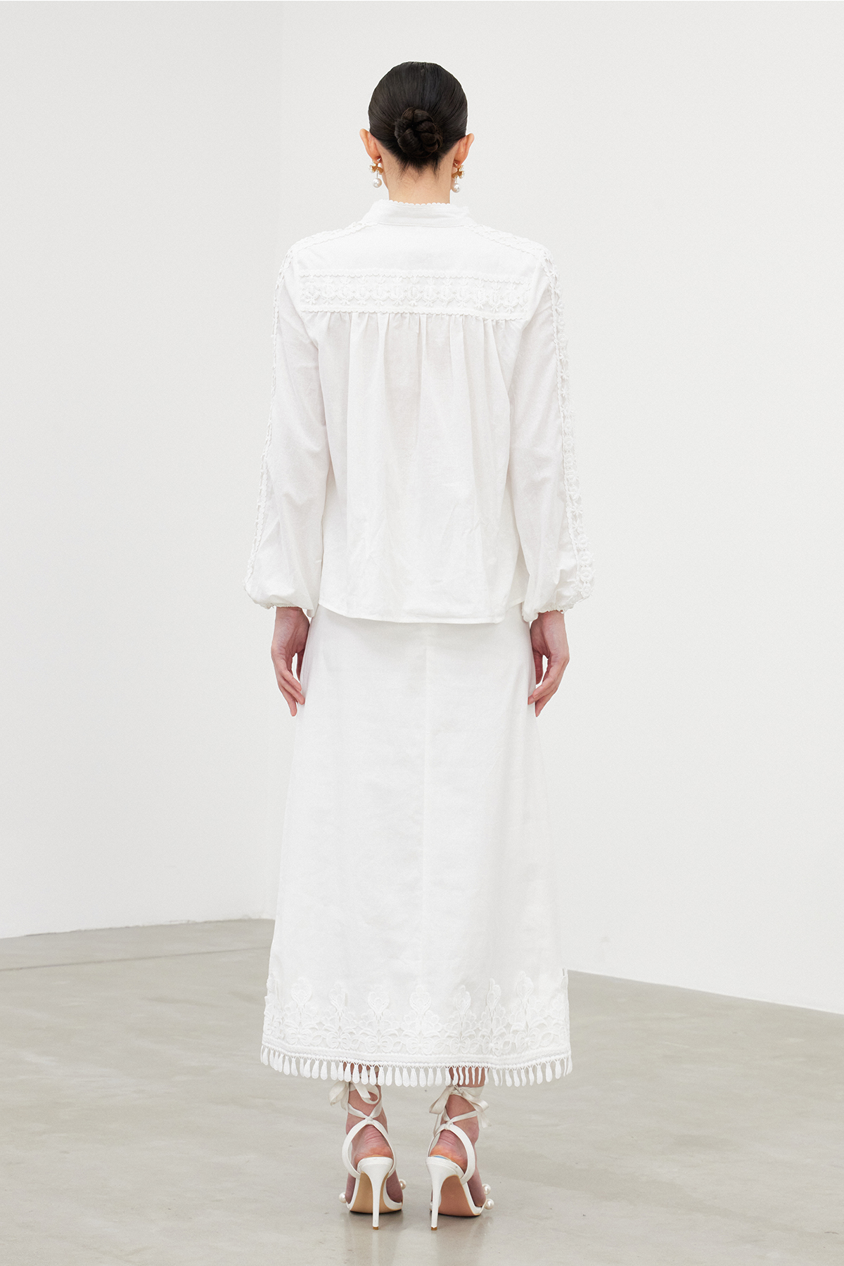 Feige Lace Ruch Fringe Skirt Set