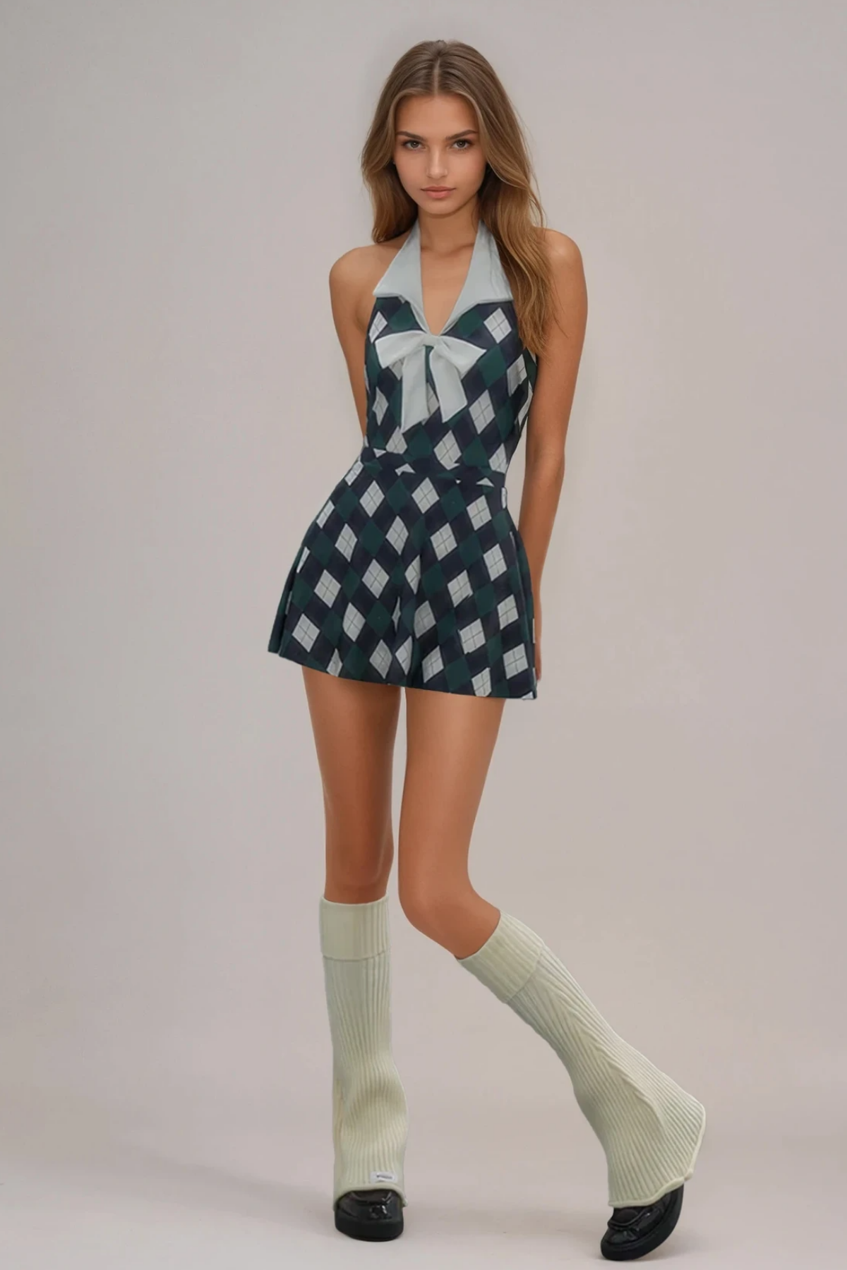 Feilim Halter Neck Grid Swimwear