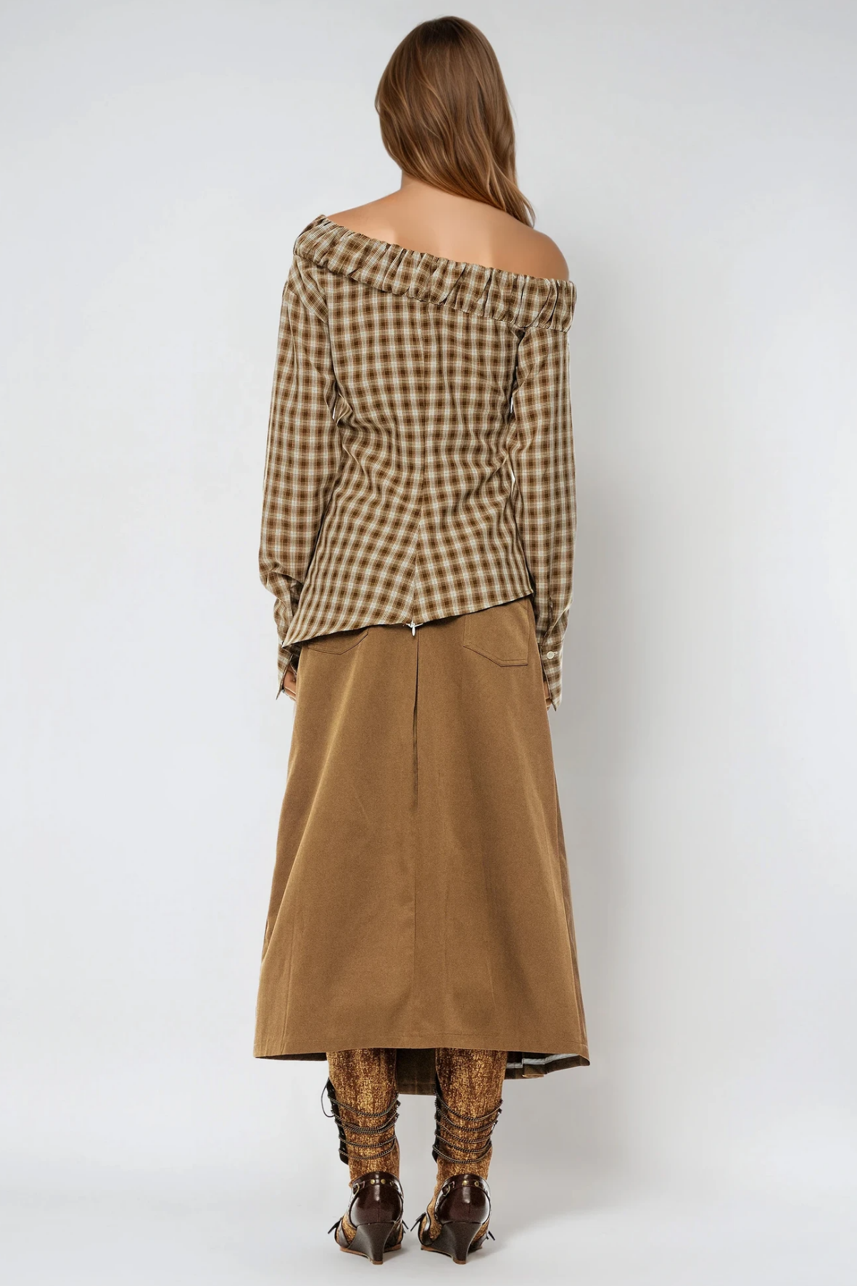 Feivush Off Shoulder Flower Grid Top