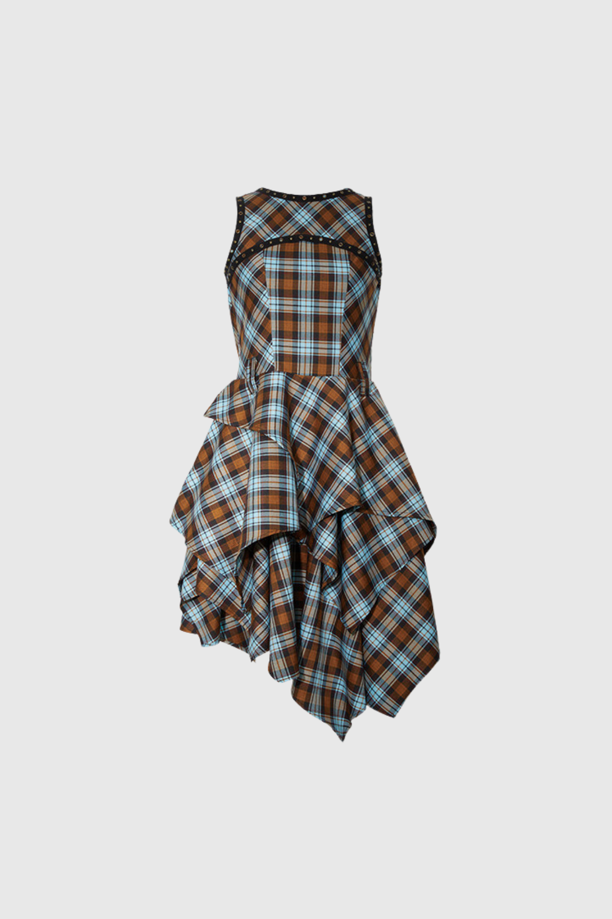 Felagi Asymmetric Plaid Mini Dress
