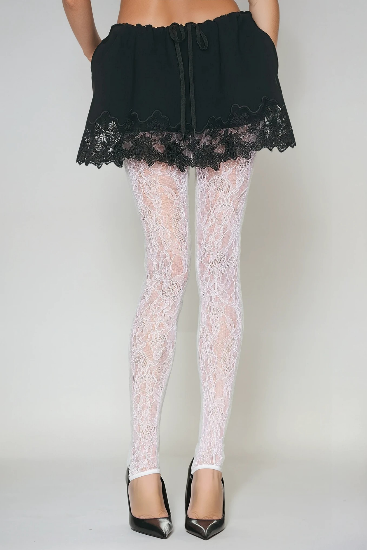 Felicienne Drawstring Lace Mini Skirt