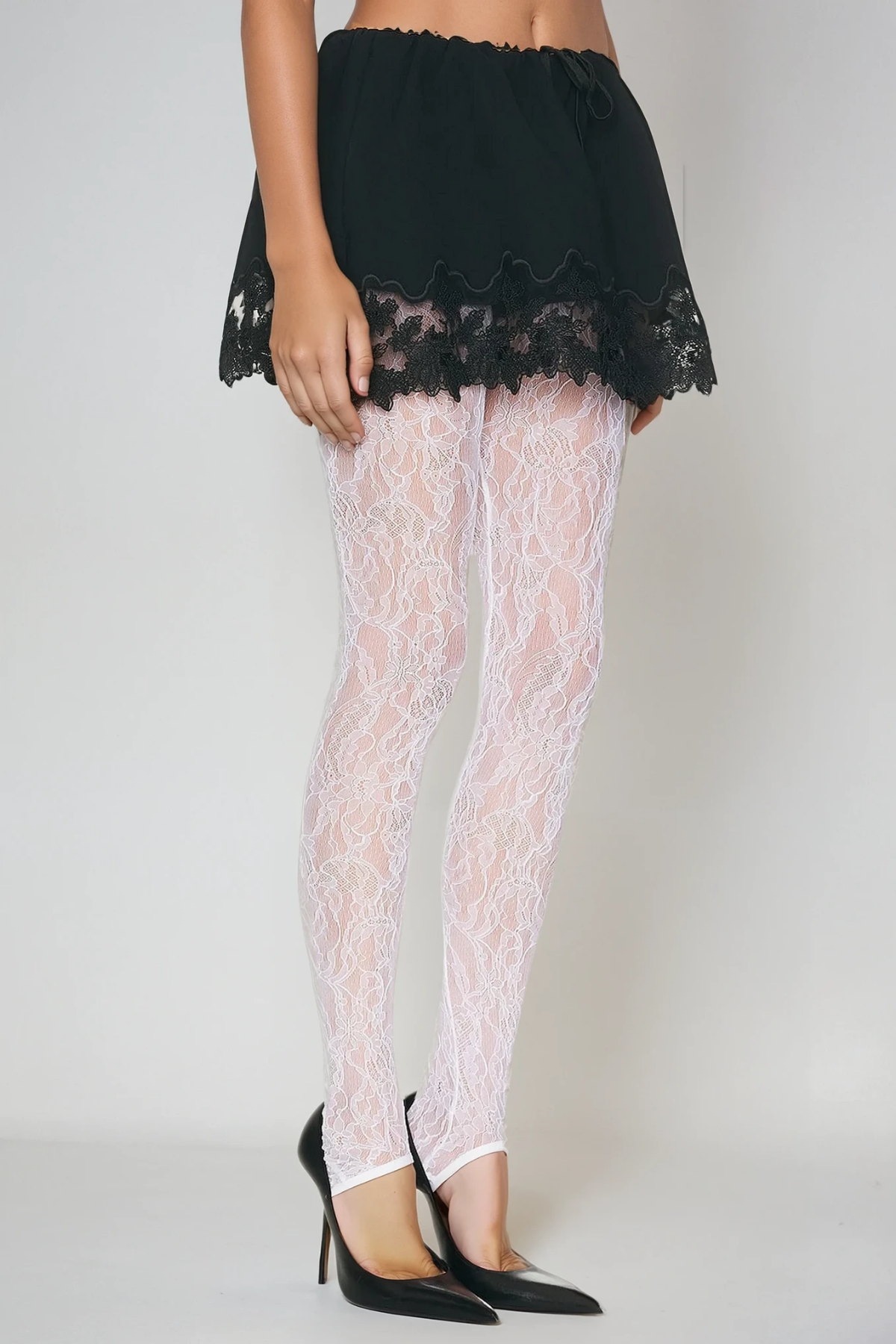 Felicienne Drawstring Lace Mini Skirt