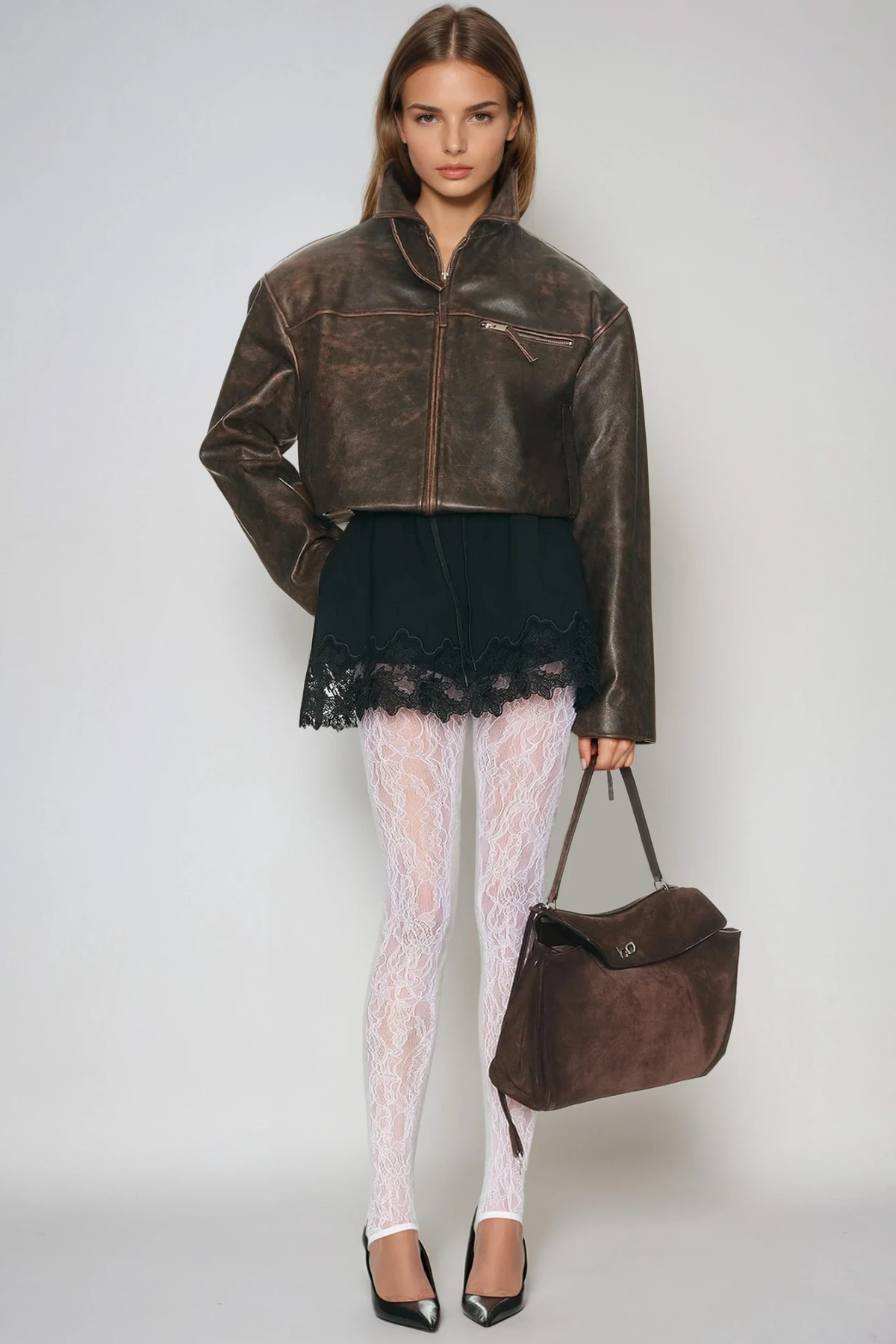 Felicienne Drawstring Lace Mini Skirt