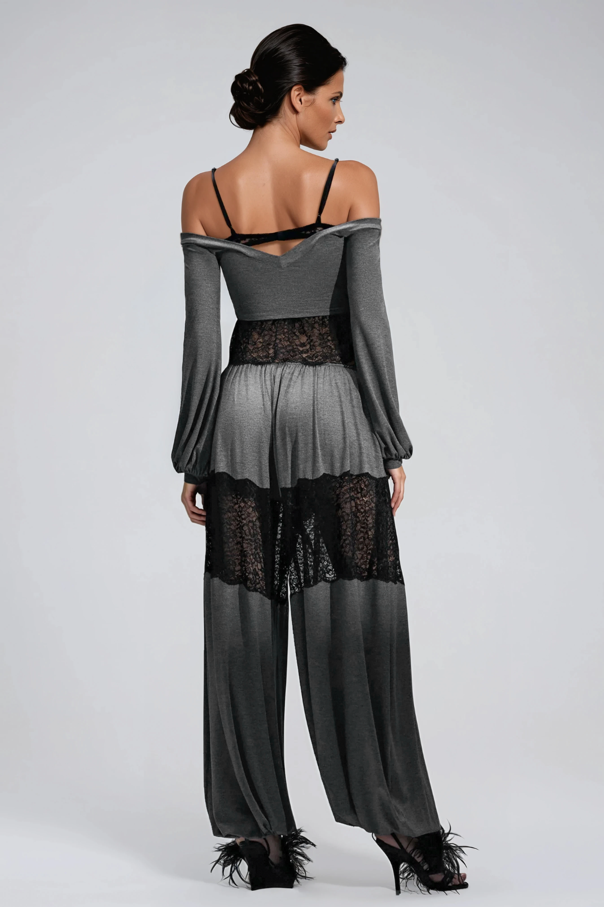 Felicja Deconstruct Lace Ruffle Pants Set