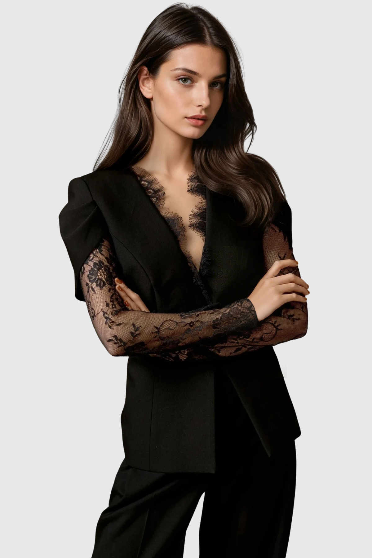 Felim Plunge Lace Blazer