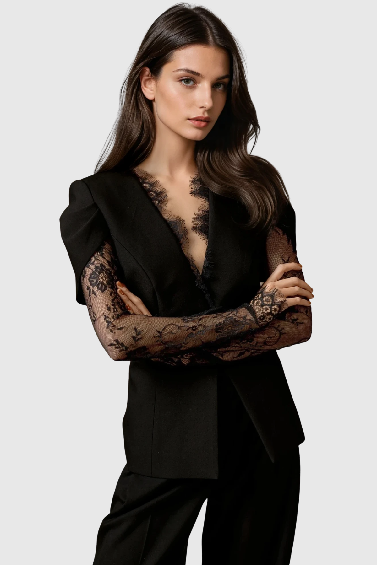 Felim Plunge Lace Blazer