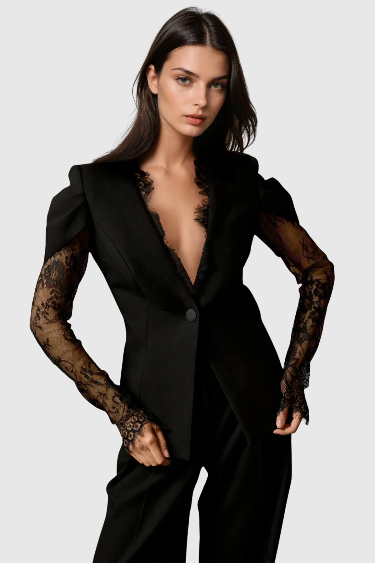 Felim Plunge Lace Blazer