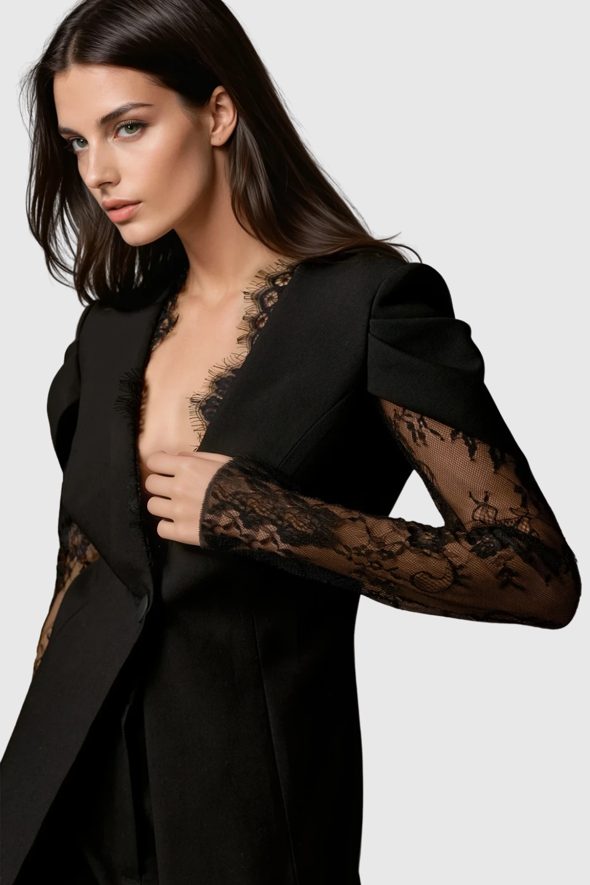 Felim Plunge Lace Blazer