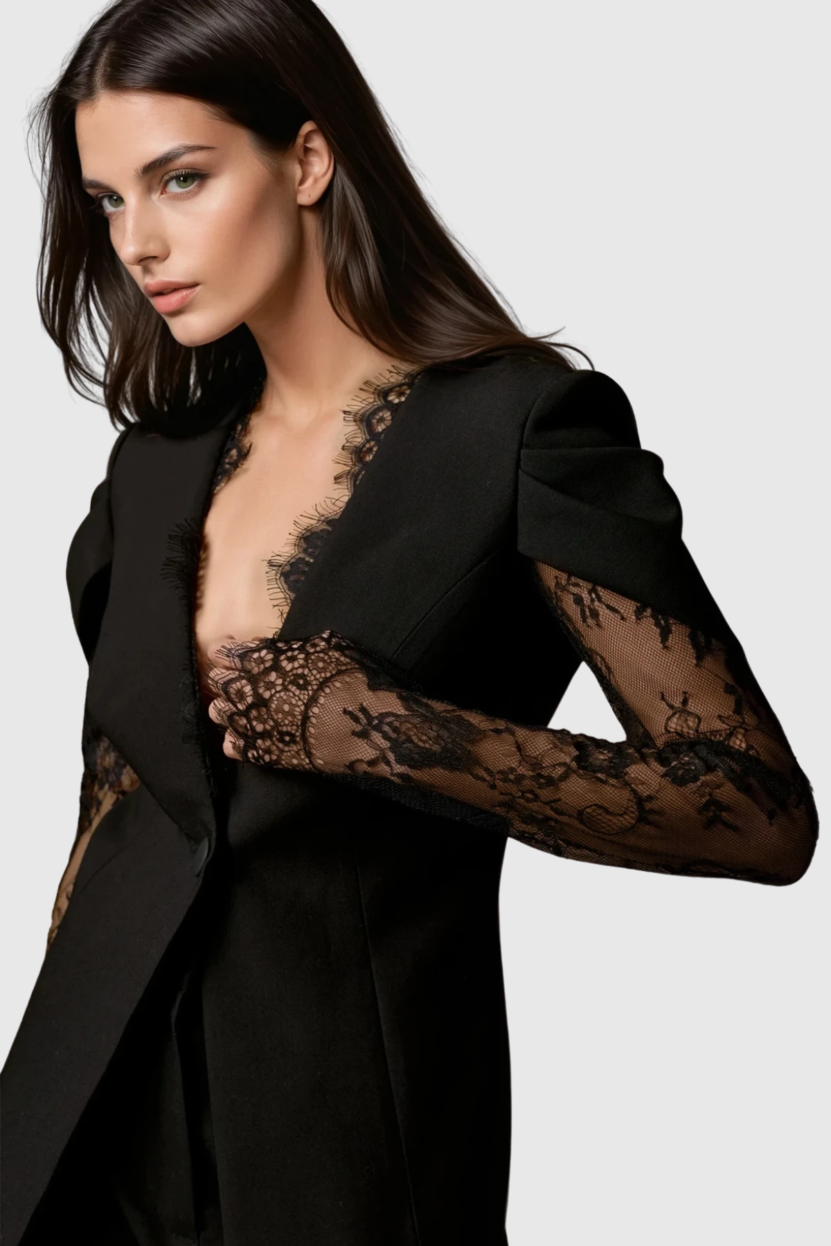 Felim Plunge Lace Blazer