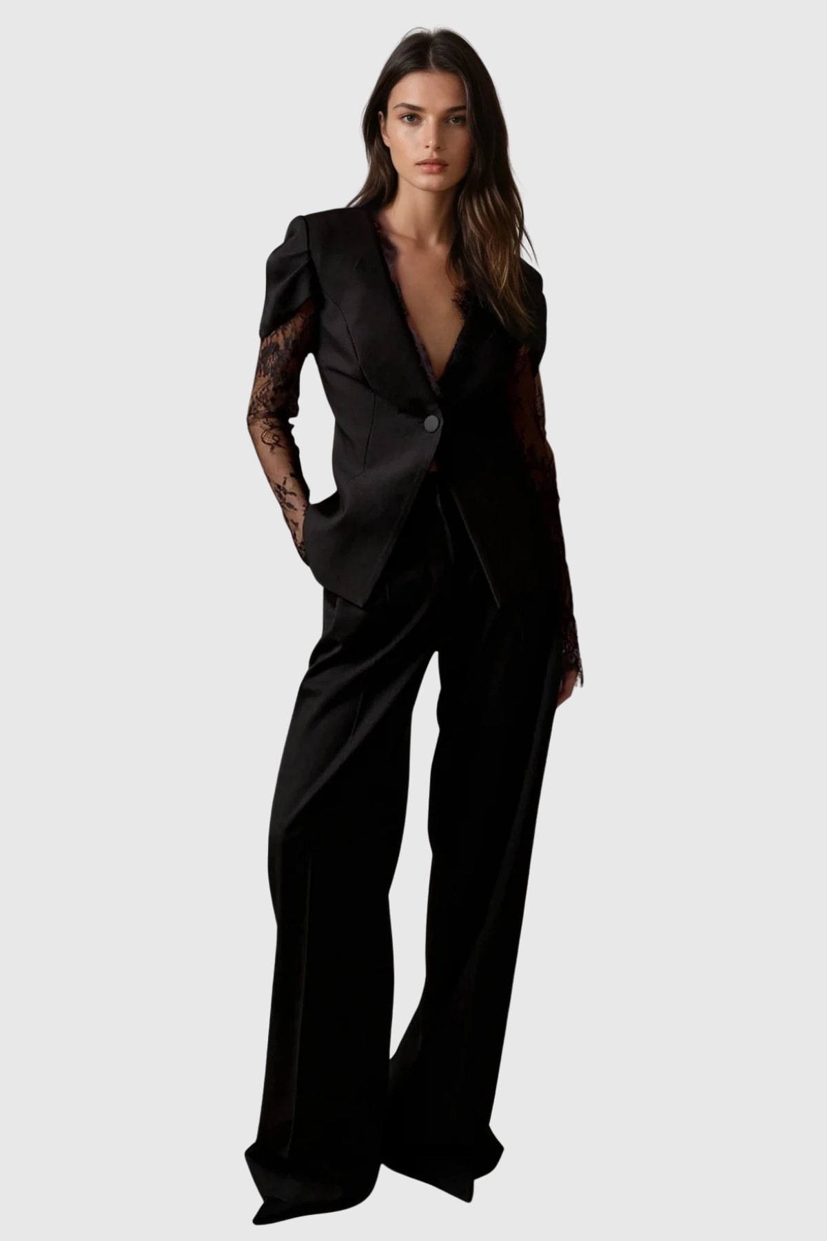 Felim Plunge Lace Blazer