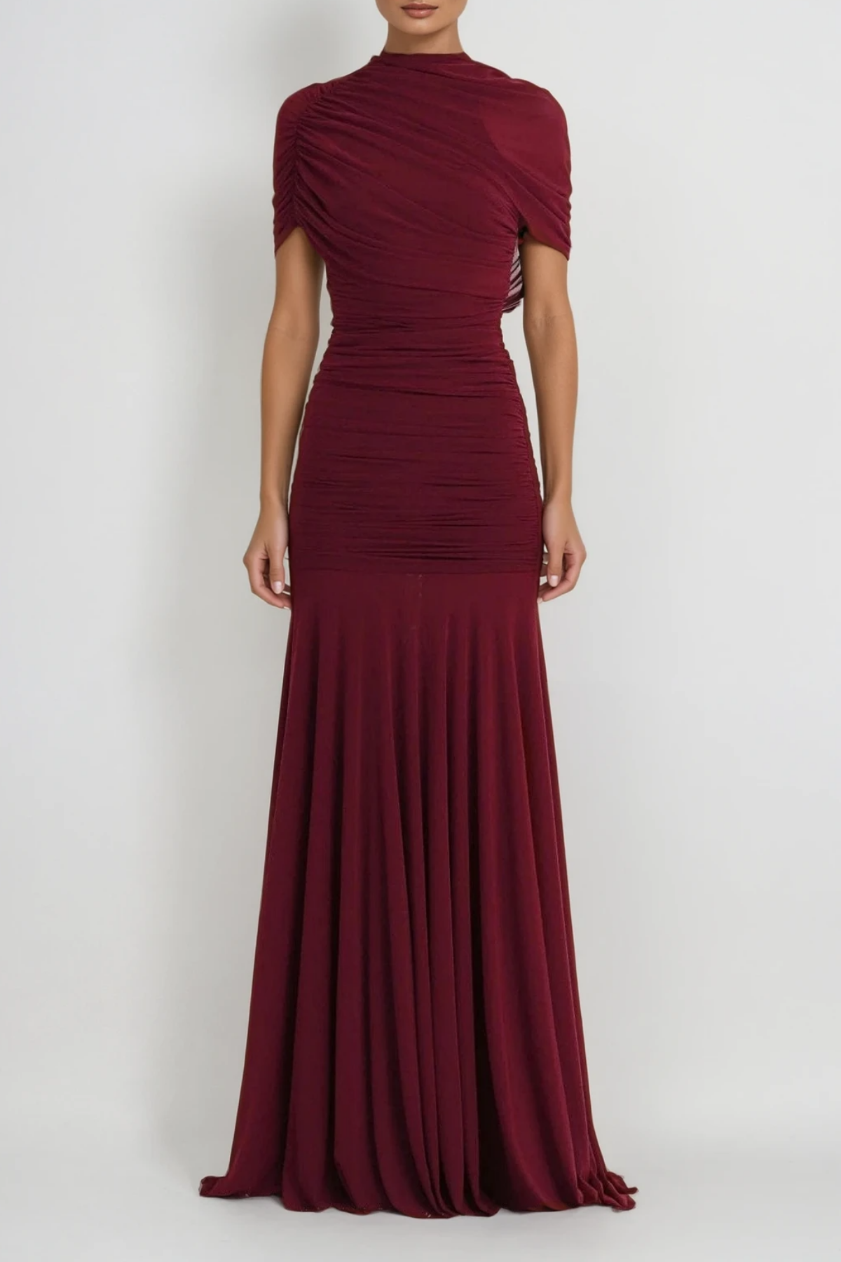 Feline Draped Shawl Maxi Dress