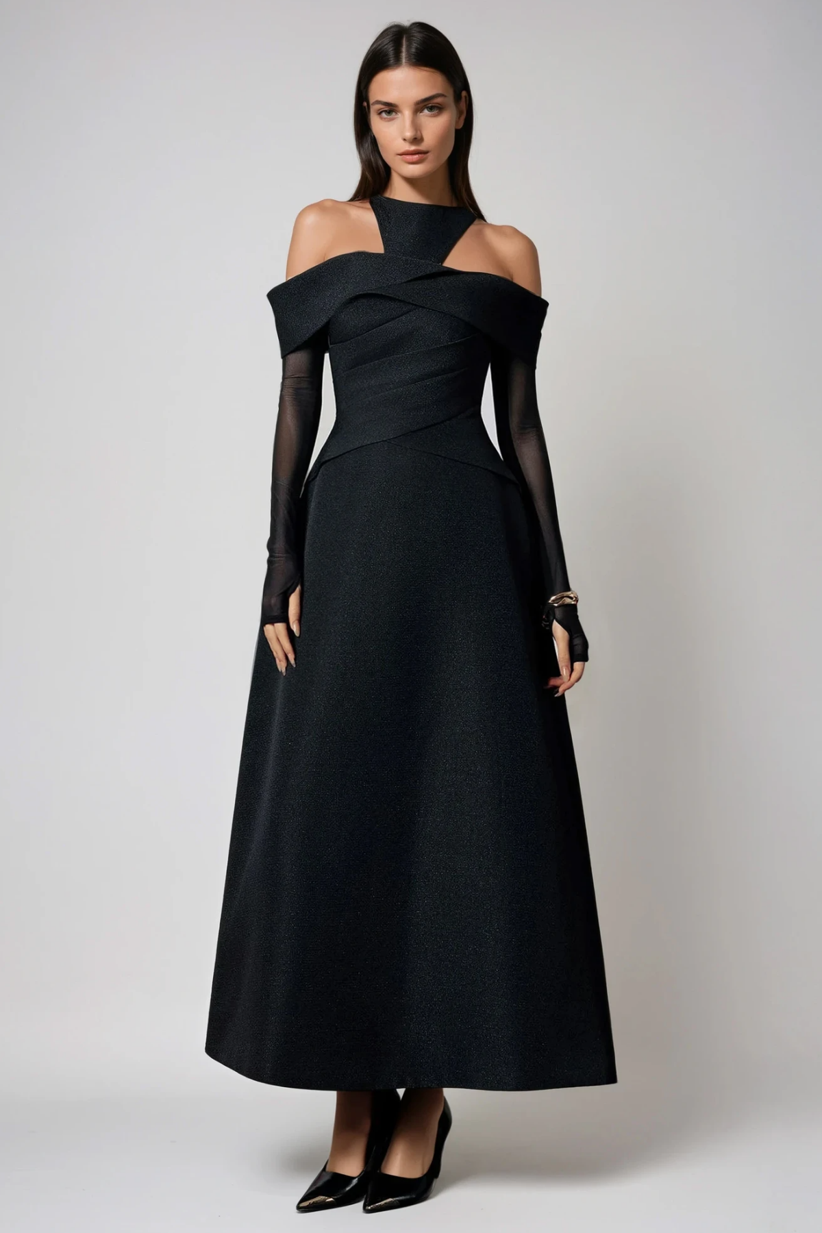 Felinus Cutout Mesh Maxi Dress