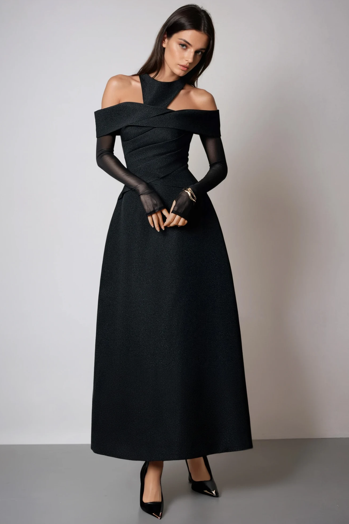 Felinus Cutout Mesh Maxi Dress