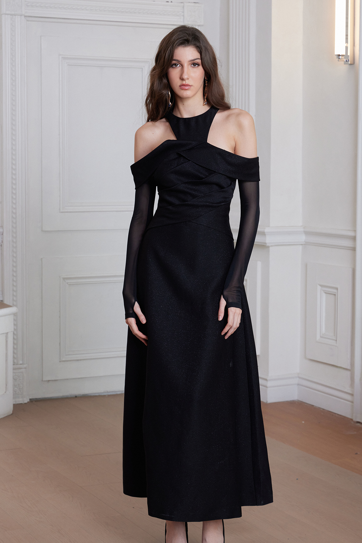 Felinus Cutout Mesh Maxi Dress