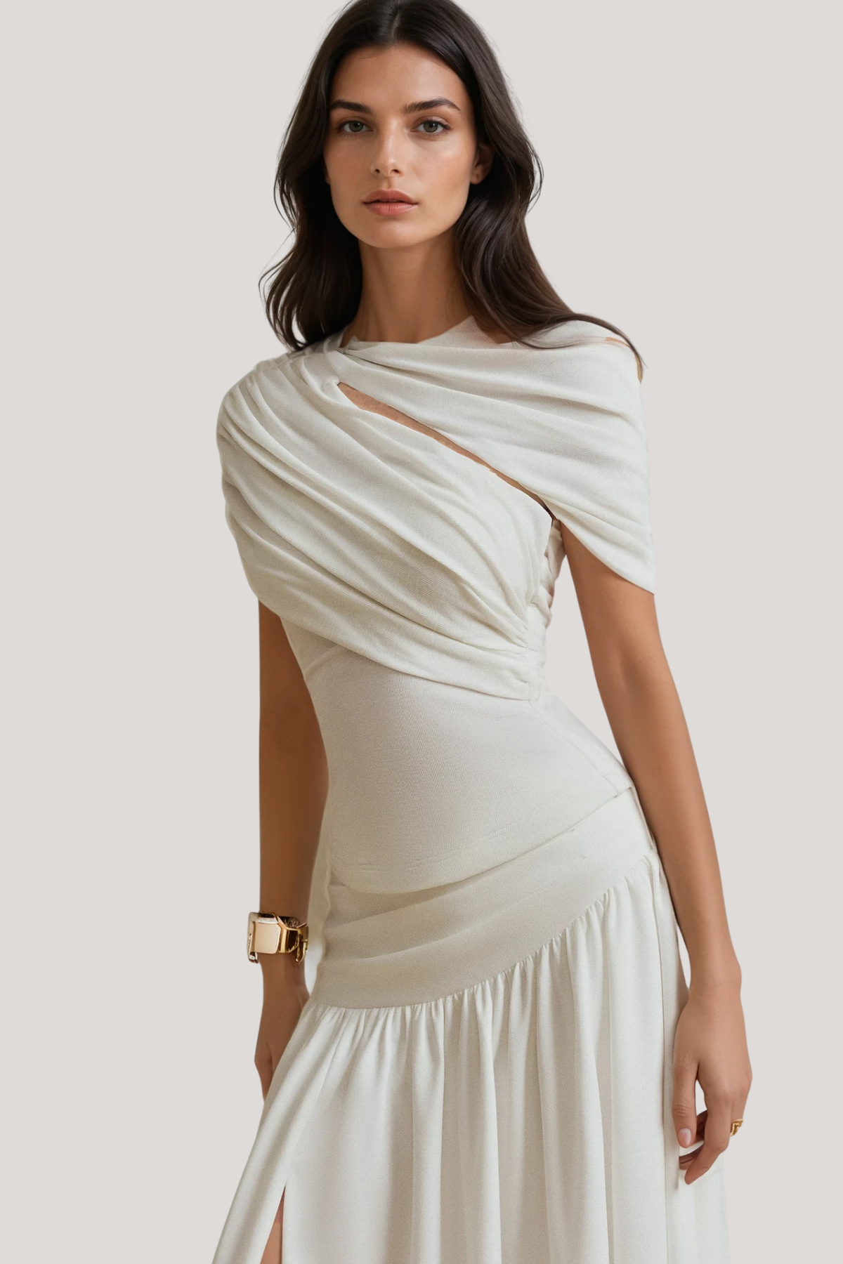 Felip Asymmetric Cutout Ruch Skirt Set