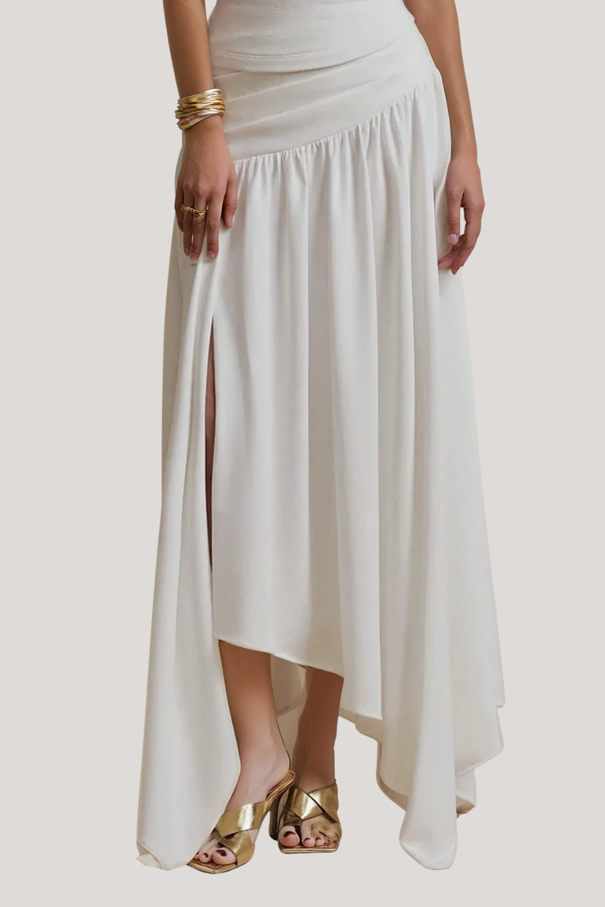 Felip Asymmetric Cutout Ruch Skirt Set