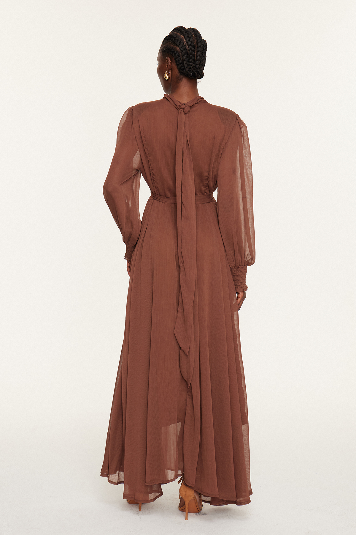 Femi Balloon Sleeve Ruffle Maxi Dress