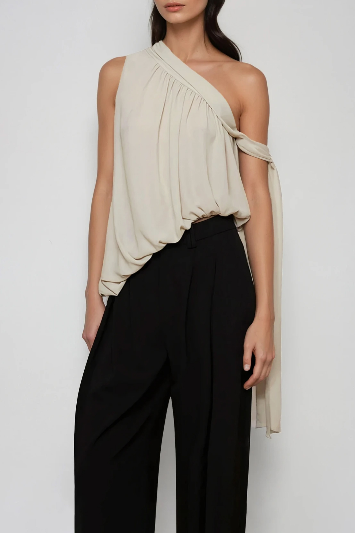 Fen One Shoulder Draped Top
