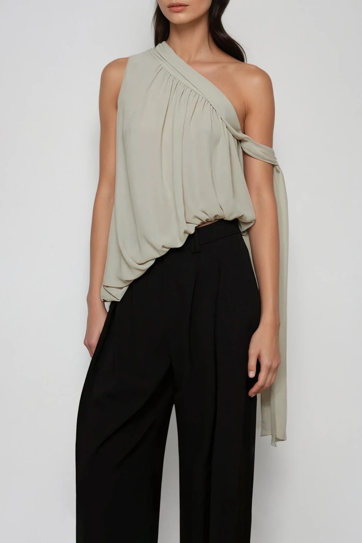 Fen One Shoulder Draped Top