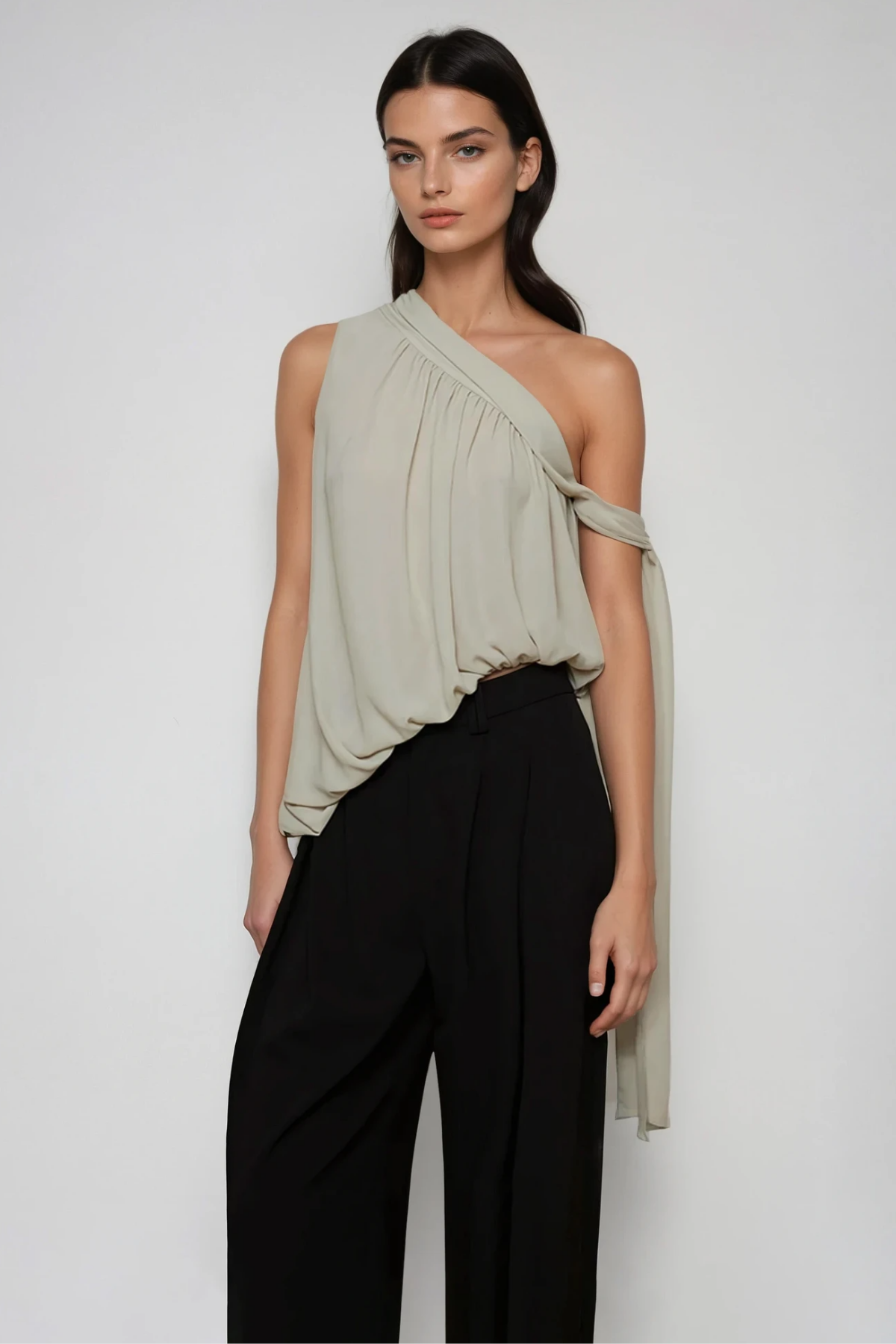 Fen One Shoulder Draped Top